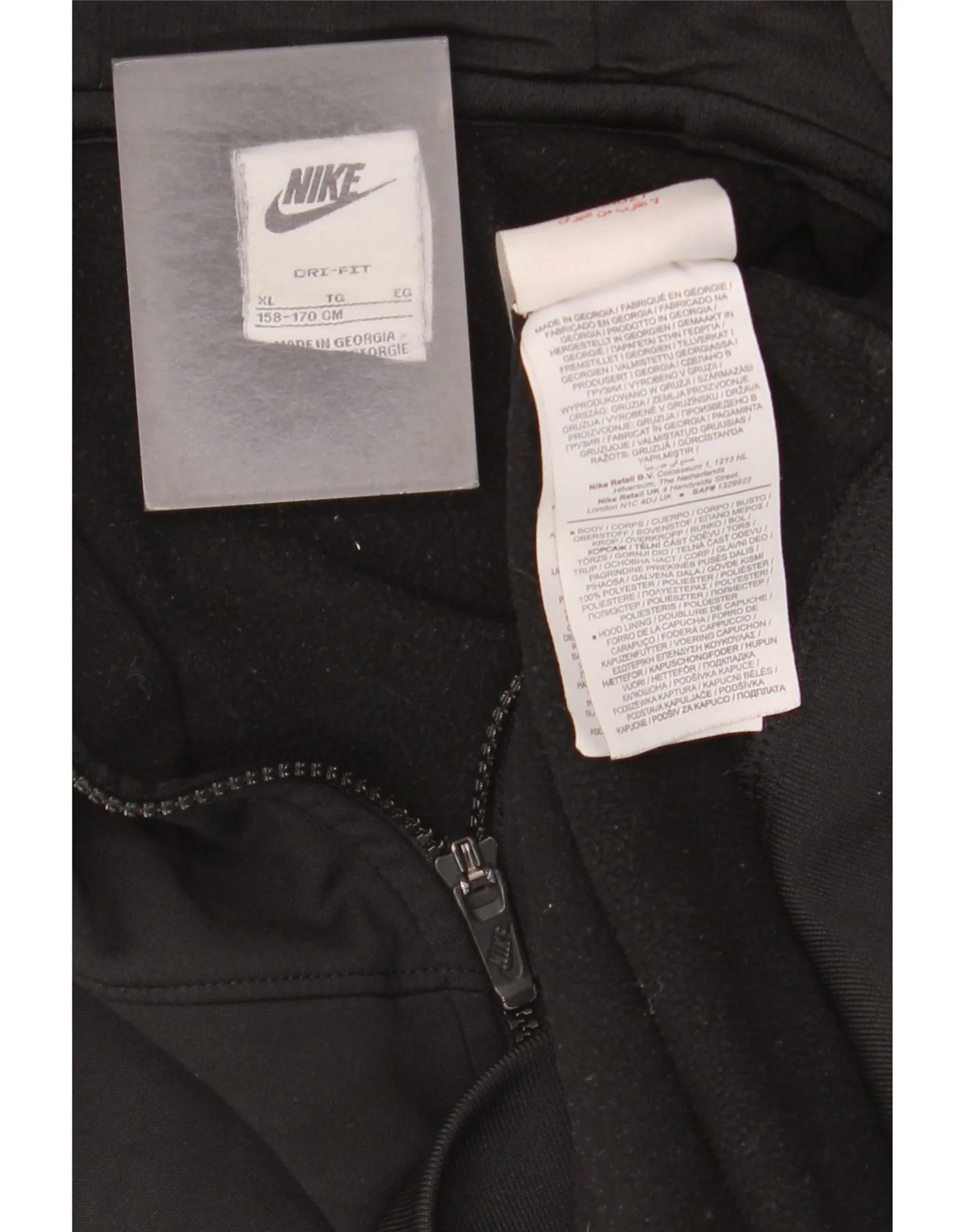 Nike Boys Dri Fit Graphic Zip Hoodie Sweater 13-14 Years XL Black Polyester - Image 5