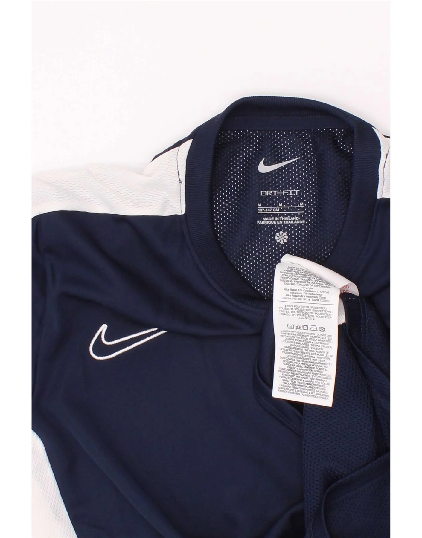 Nike Boys Dri Fit T-Shirt Top 10-11 Years Medium Navy Blue Colourblock - Image 3
