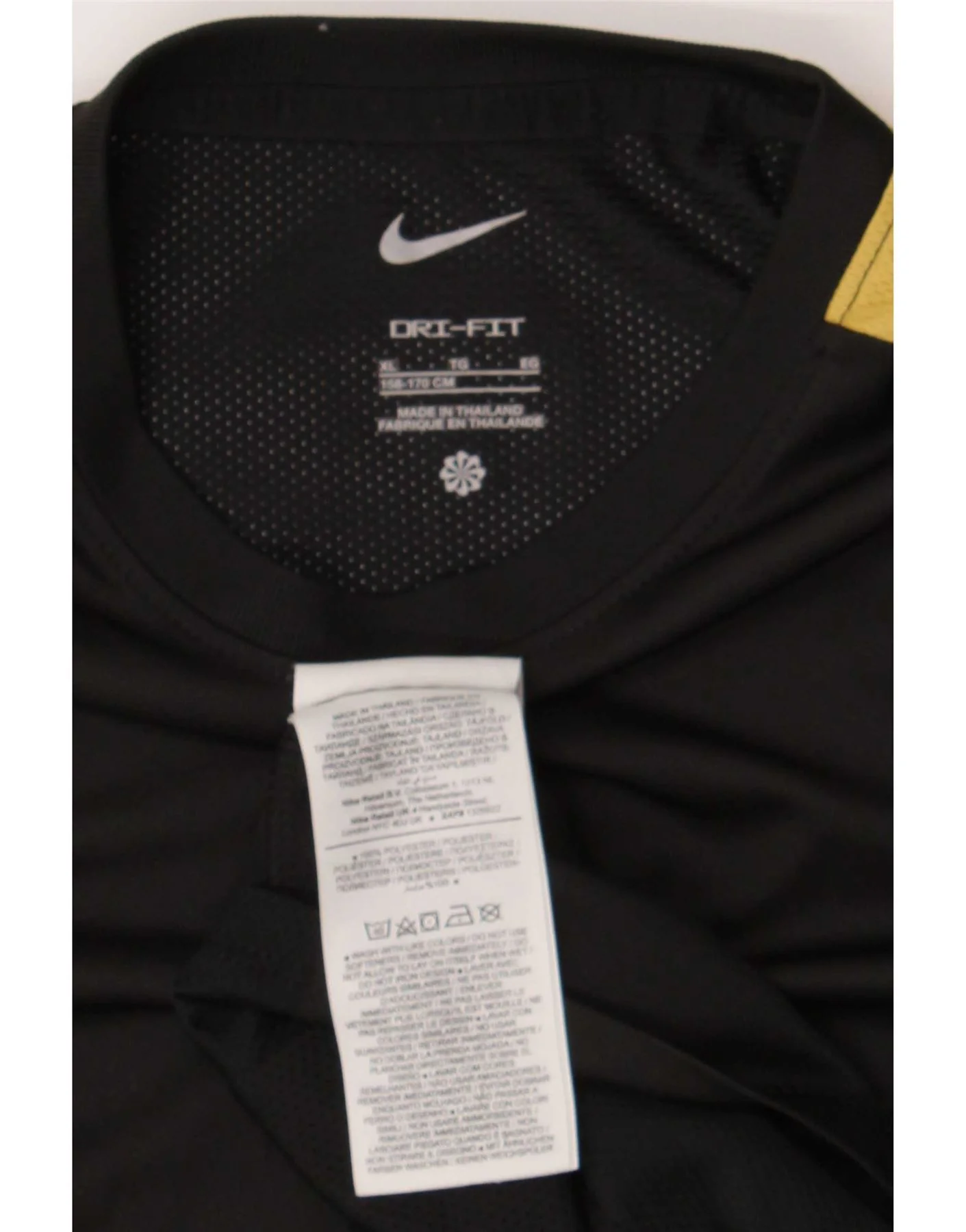 Nike Boys Dri Fit T-Shirt Top 13-14 Years XL Black Colourblock Polyester - Image 3