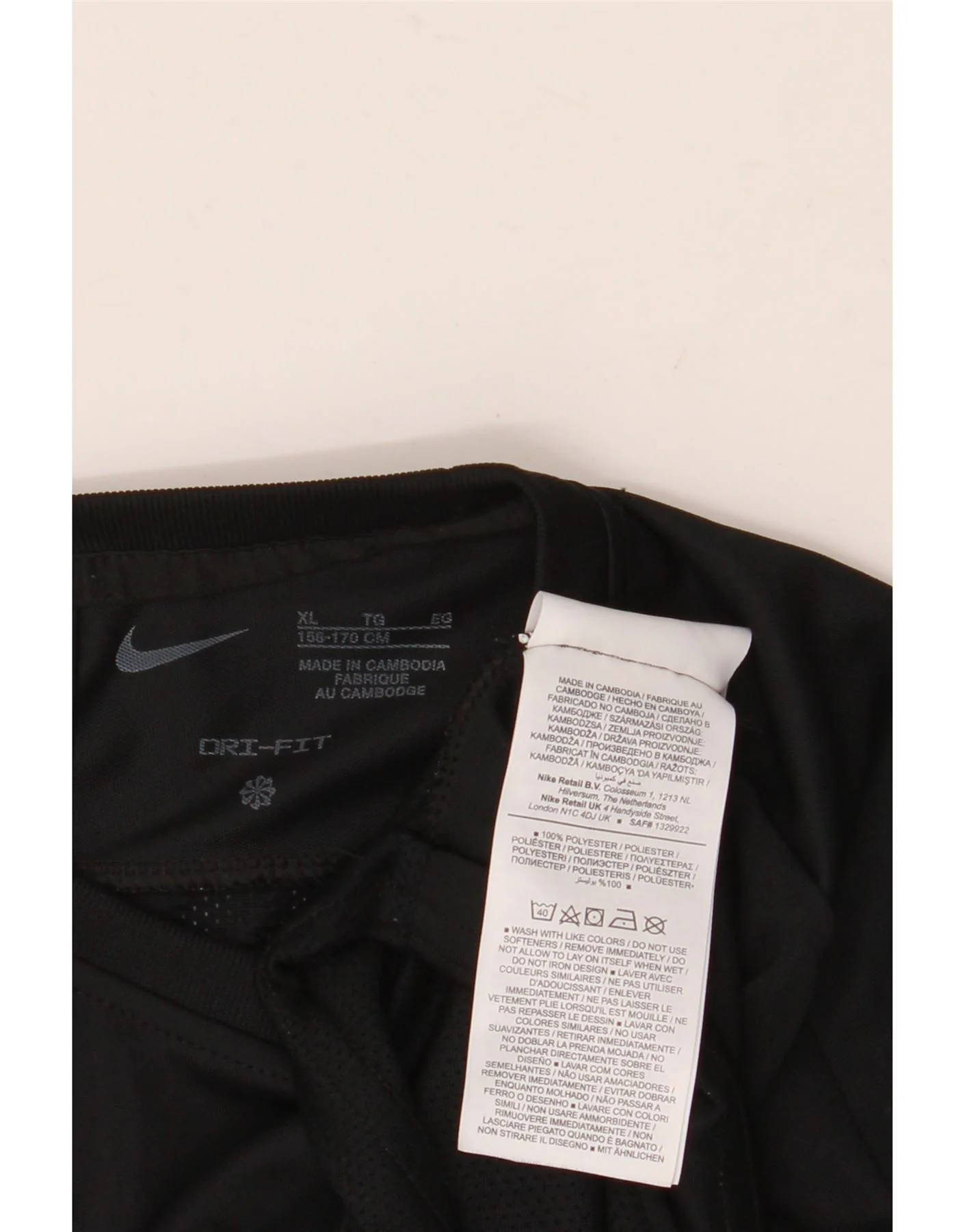 Nike Boys Dri Fit T-Shirt Top 13-14 Years XL Black Colourblock Polyester - Image 4