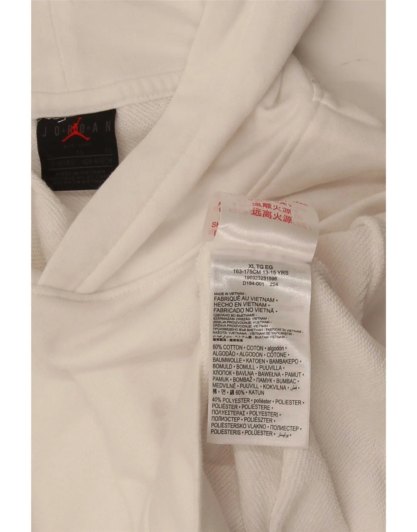 Nike Boys Graphic Hoodie Jumper 13-14 Years XL White Cotton - Image 3