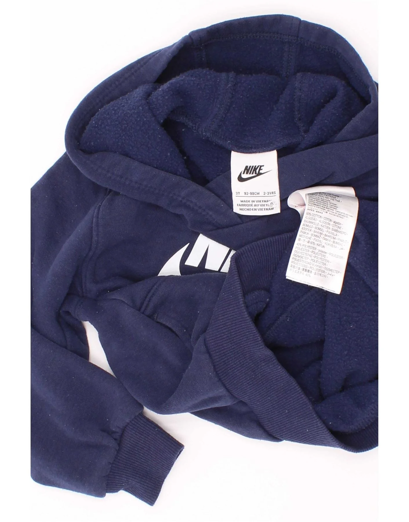 Nike Boys Graphic Hoodie Jumper 2-3 Years Navy Blue Cotton - Image 3