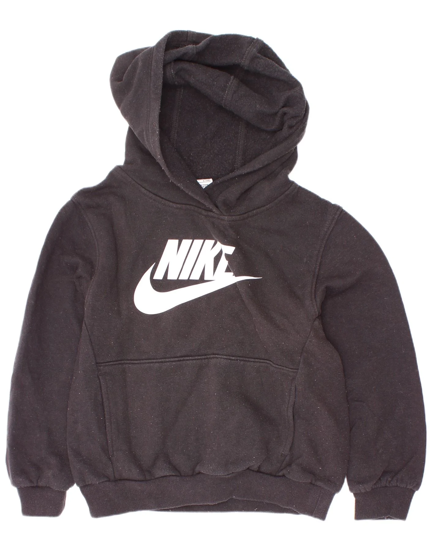 Nike Boys Graphic Hoodie Jumper 6-7 Years Large Black Cotton