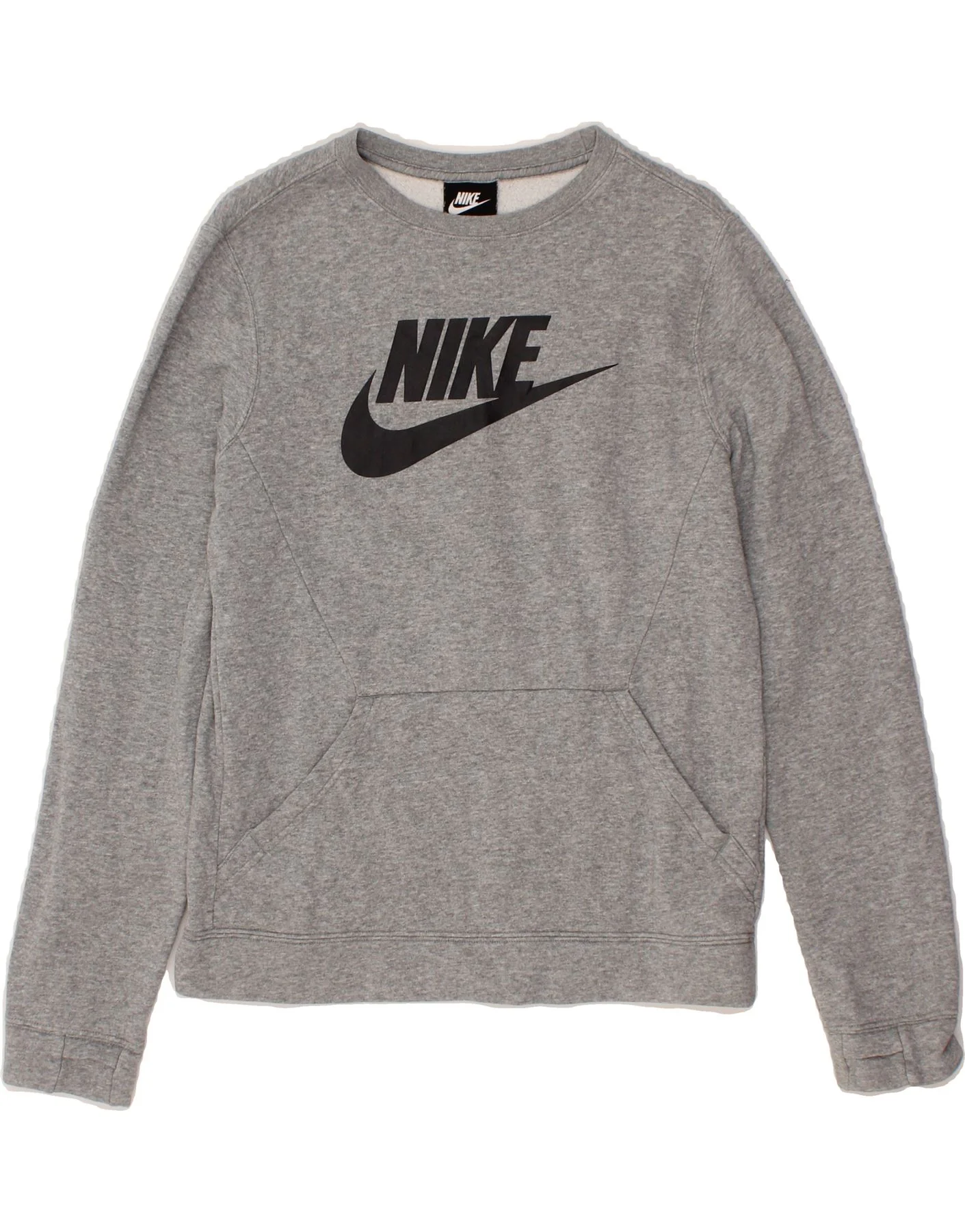 NIKE Boys Graphic Sweatshirt Jumper 13-14 Years XL Grey Cotton