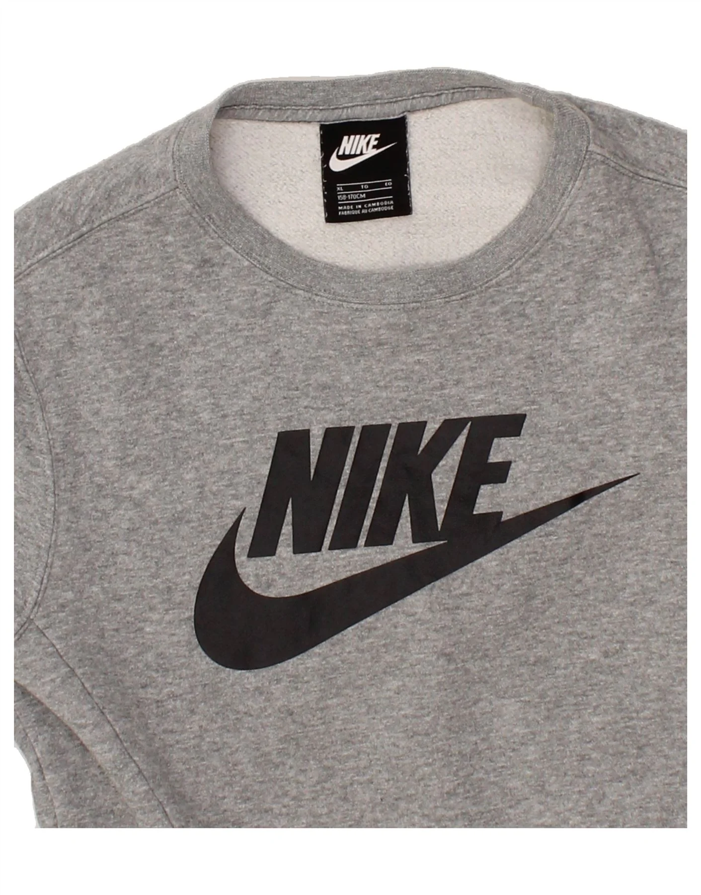 NIKE Boys Graphic Sweatshirt Jumper 13-14 Years XL Grey Cotton - Image 5