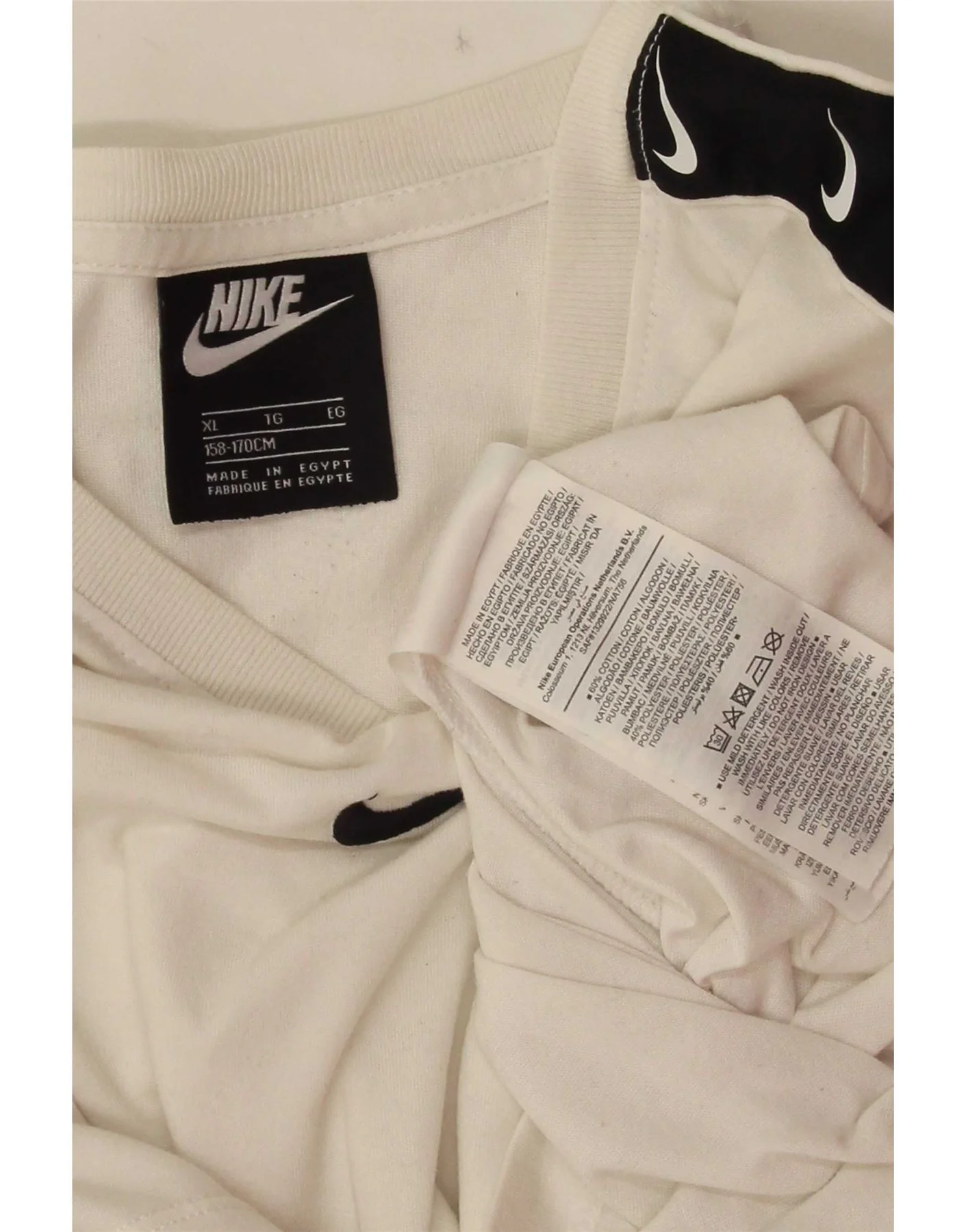 Nike Boys Graphic T-Shirt Top 13-14 Years XL White Colourblock Cotton - Image 3