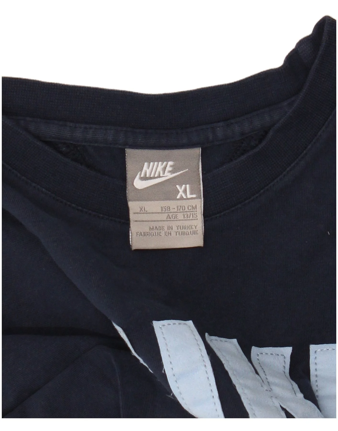 Nike Boys Graphic Top Long Sleeve 13-14 Years XL Navy Blue Colourblock - Image 3