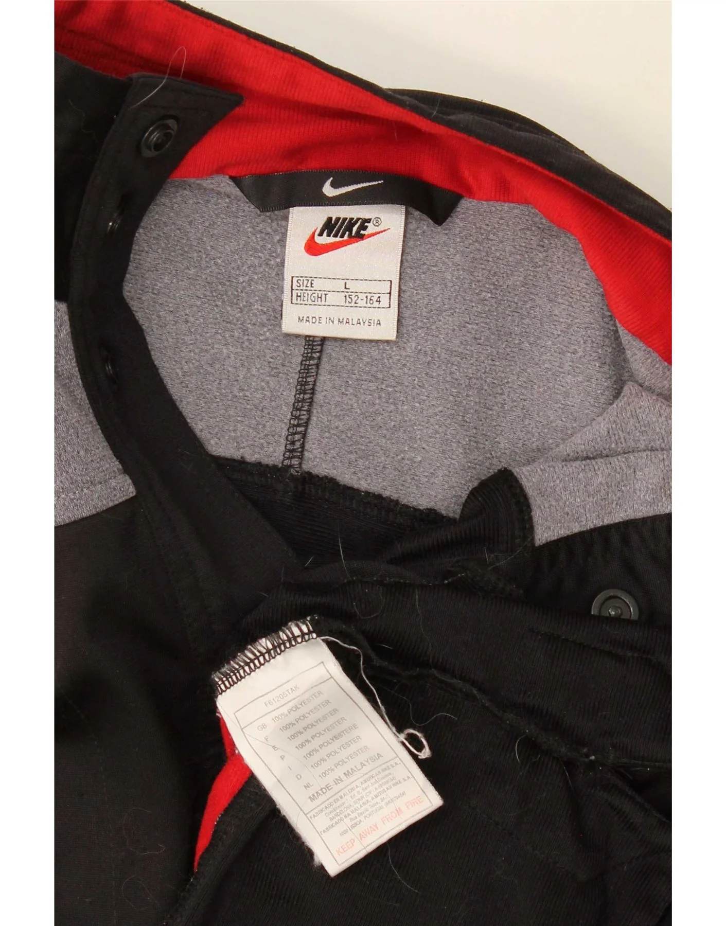 Nike Boys Graphic Tracksuit Top Jacket 12-13 Years Large Black Colourblock - Image 3