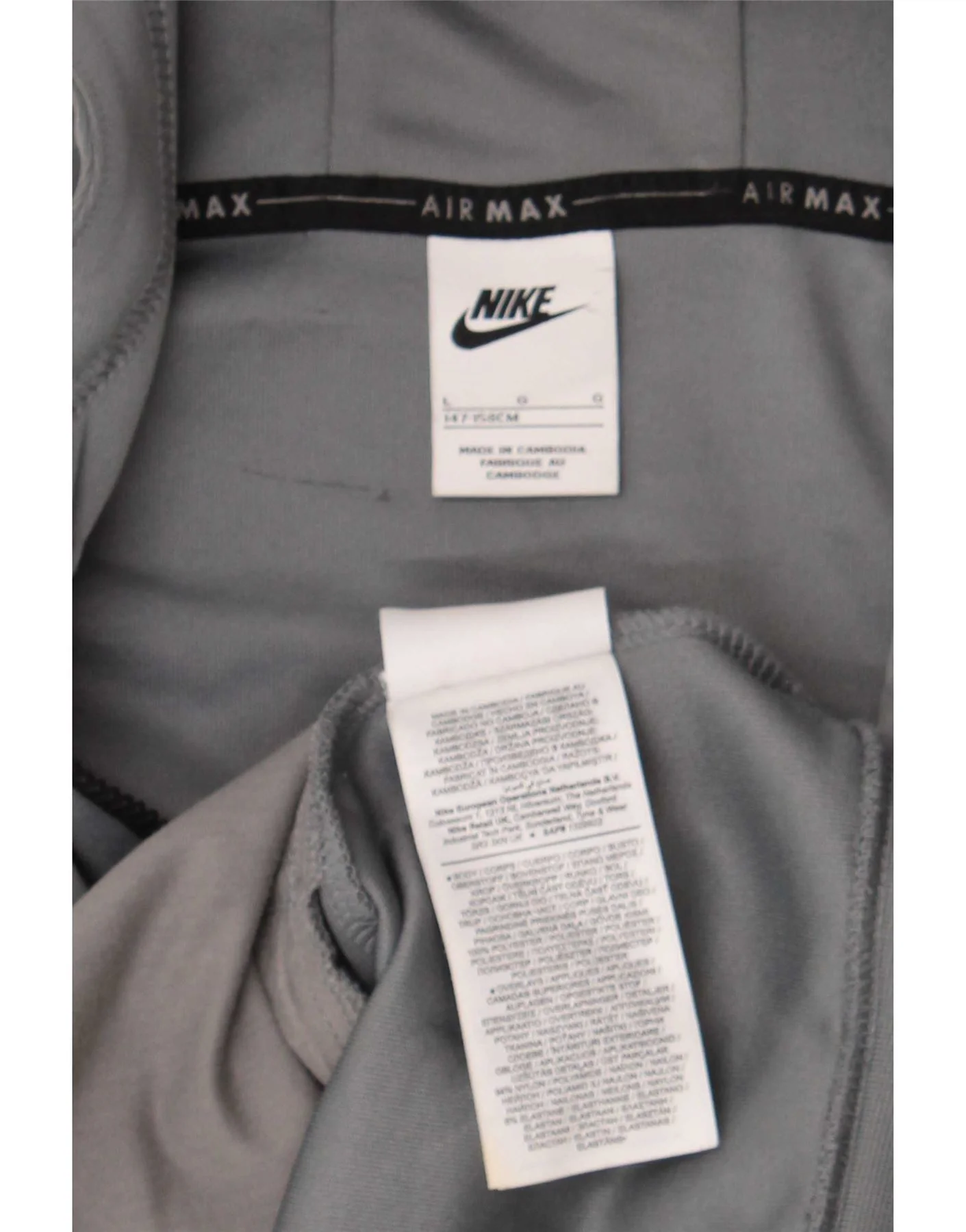 Nike Boys Graphic Zip Hoodie Sweater 12-13 Years Large Grey Polyester - Image 3