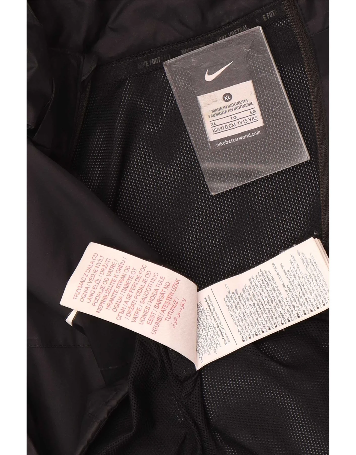 Nike Boys Hooded Rain Jacket 13-14 Years XL Black Nylon - Image 3