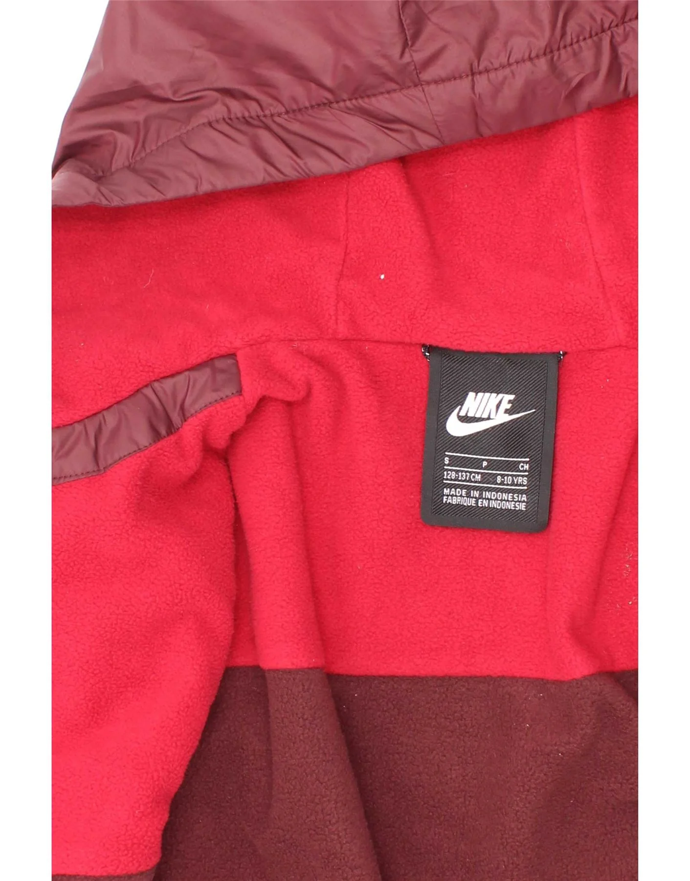 Nike Boys Hooded Windbreaker Jacket 8-9 Years Small Burgundy Polyester - Image 5