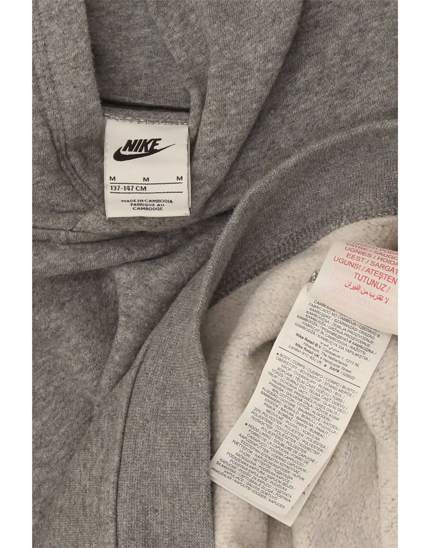 Nike Boys Hoodie Jumper 10-11 Years Medium Grey Cotton - Image 3