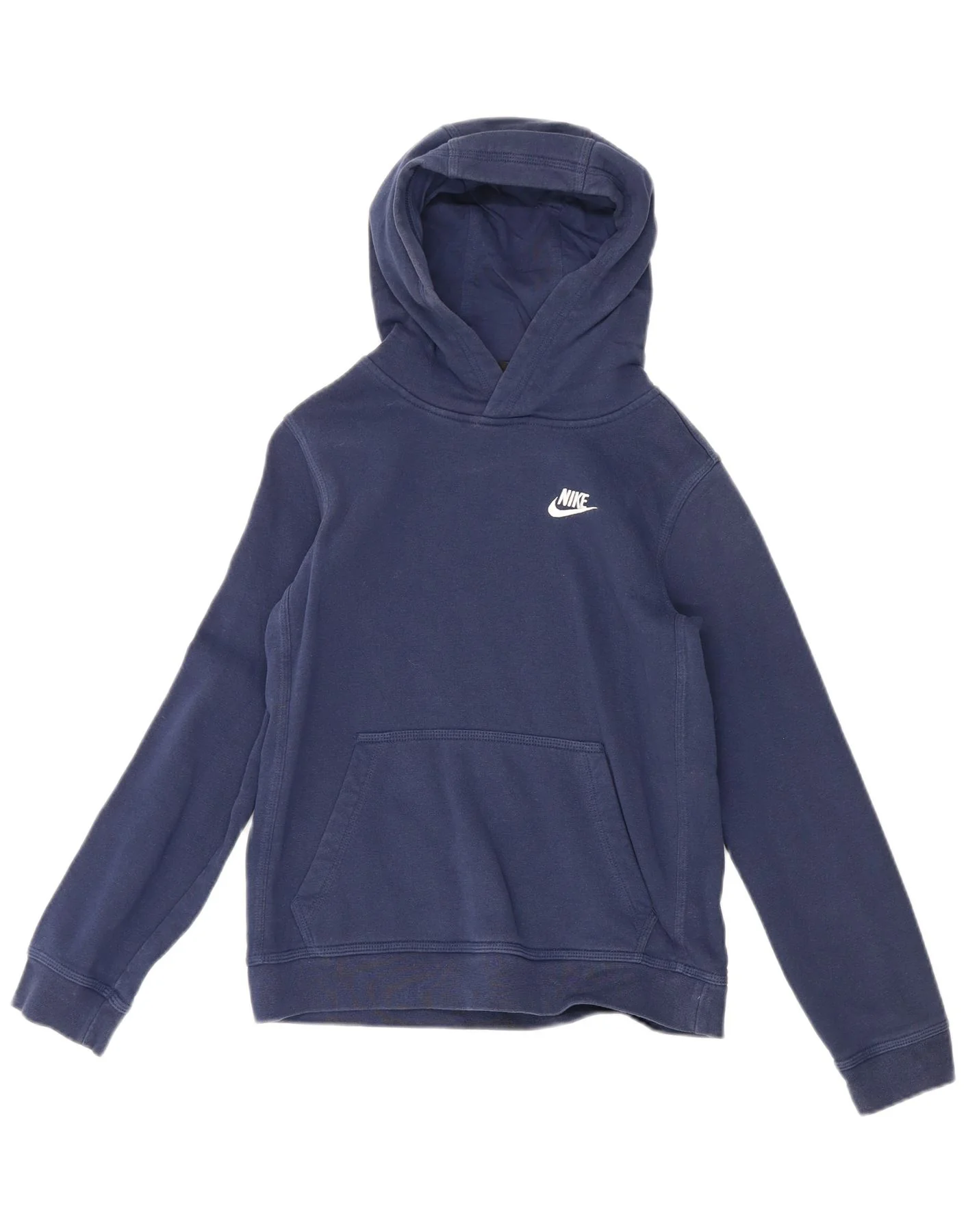 Nike Boys Hoodie Jumper 12-13 Years Large Navy Blue Cotton