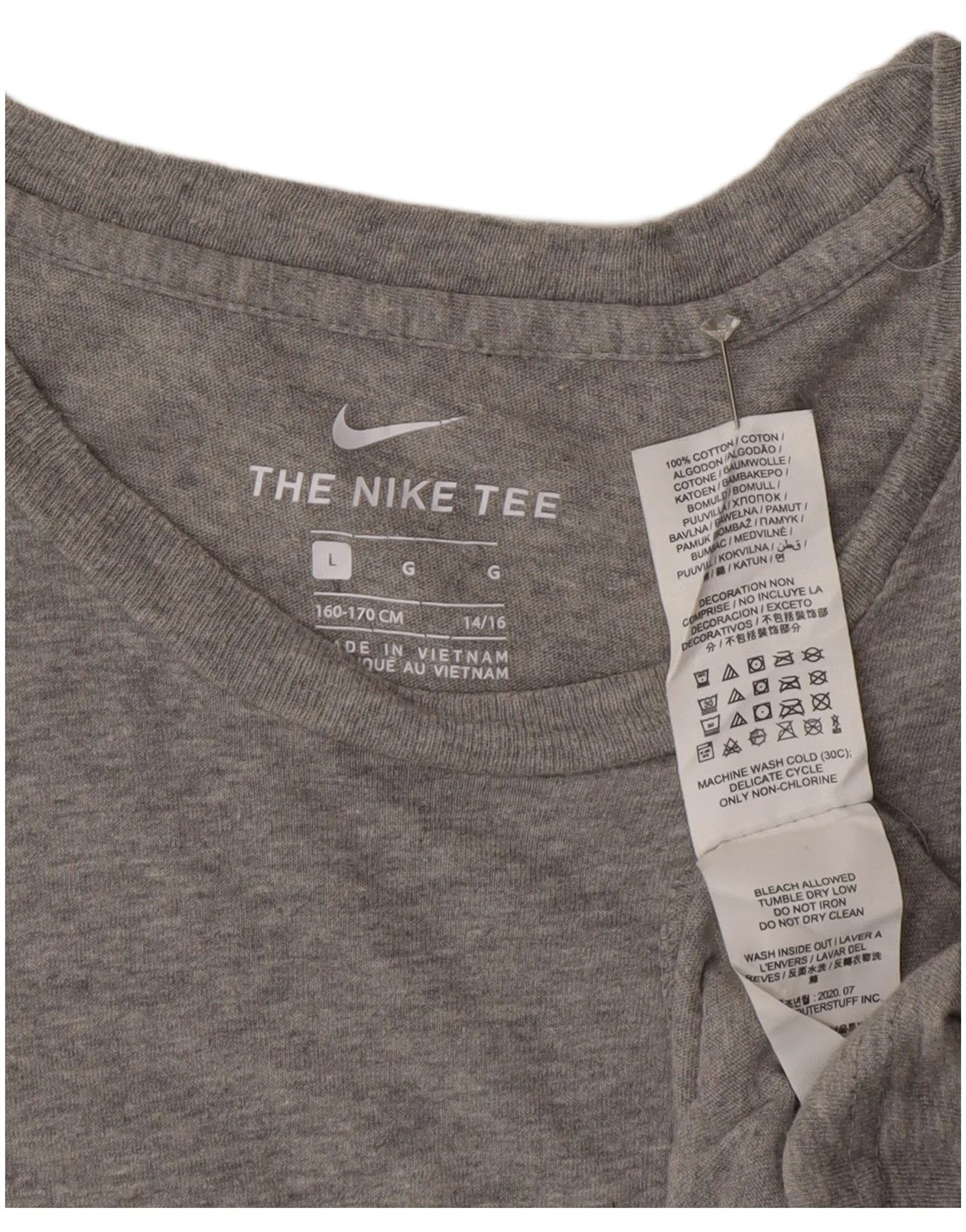 Nike Boys Lakers Graphic T-Shirt Top 14-15 Years Large Grey Cotton - Image 3