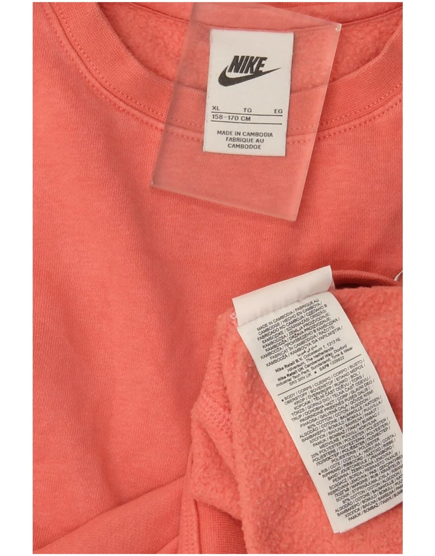Nike Boys Sweatshirt Jumper 13-14 Years XL Pink Cotton - Image 3