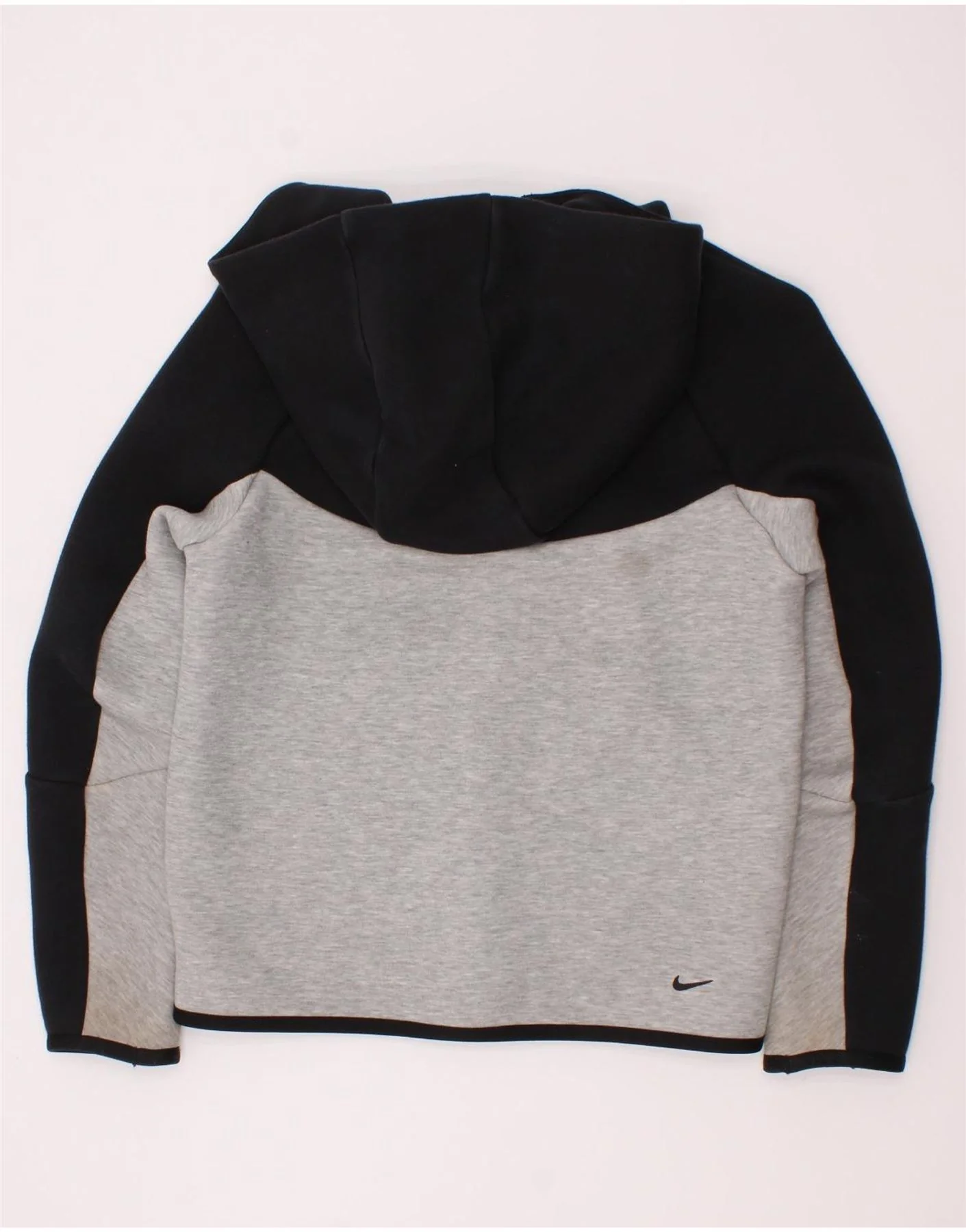 Nike Boys Zip Hoodie Sweater 10-11 Years Medium Grey Colourblock Cotton - Image 2