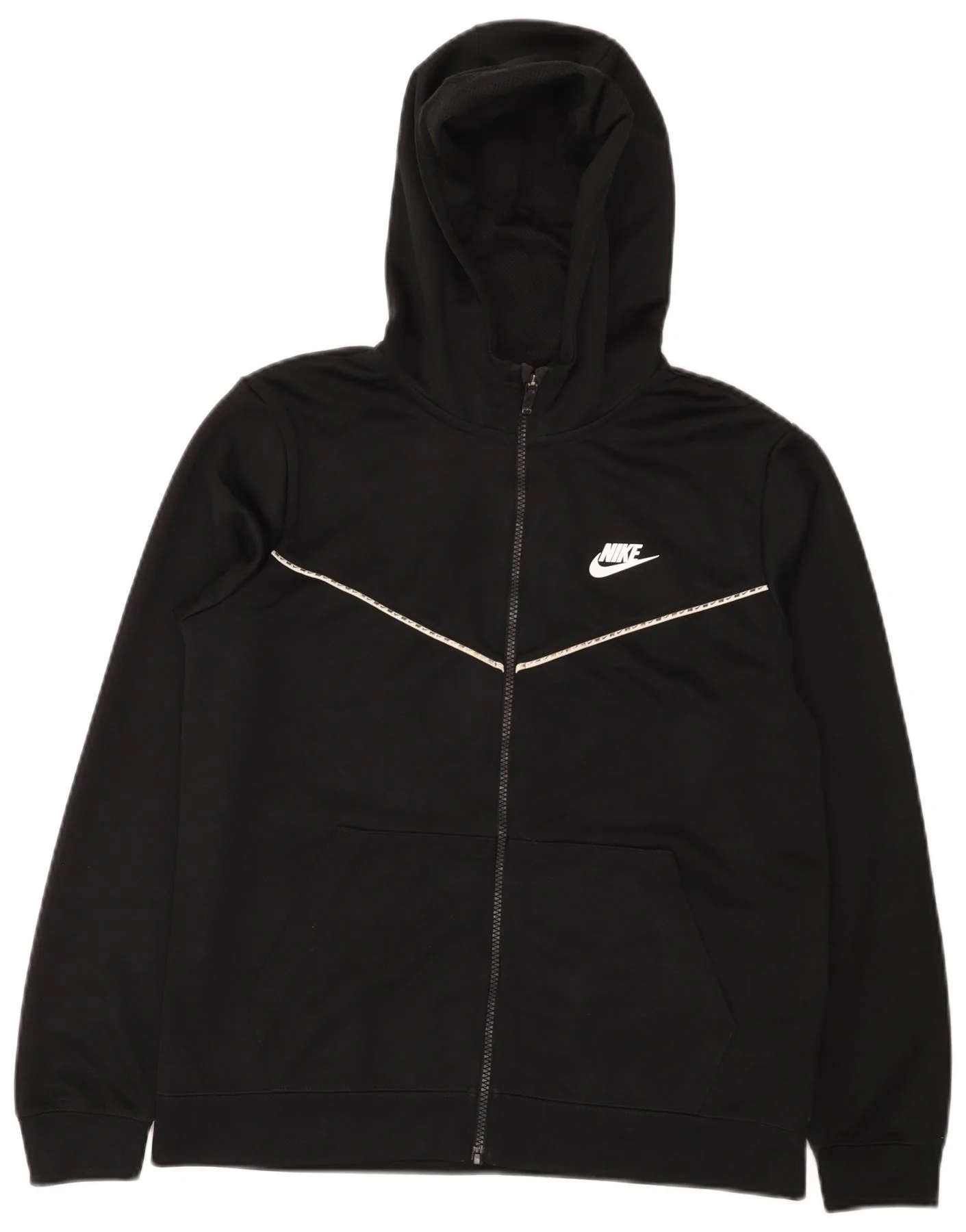 Nike Boys Zip Hoodie Sweater 13-14 Years XL Black Polyester