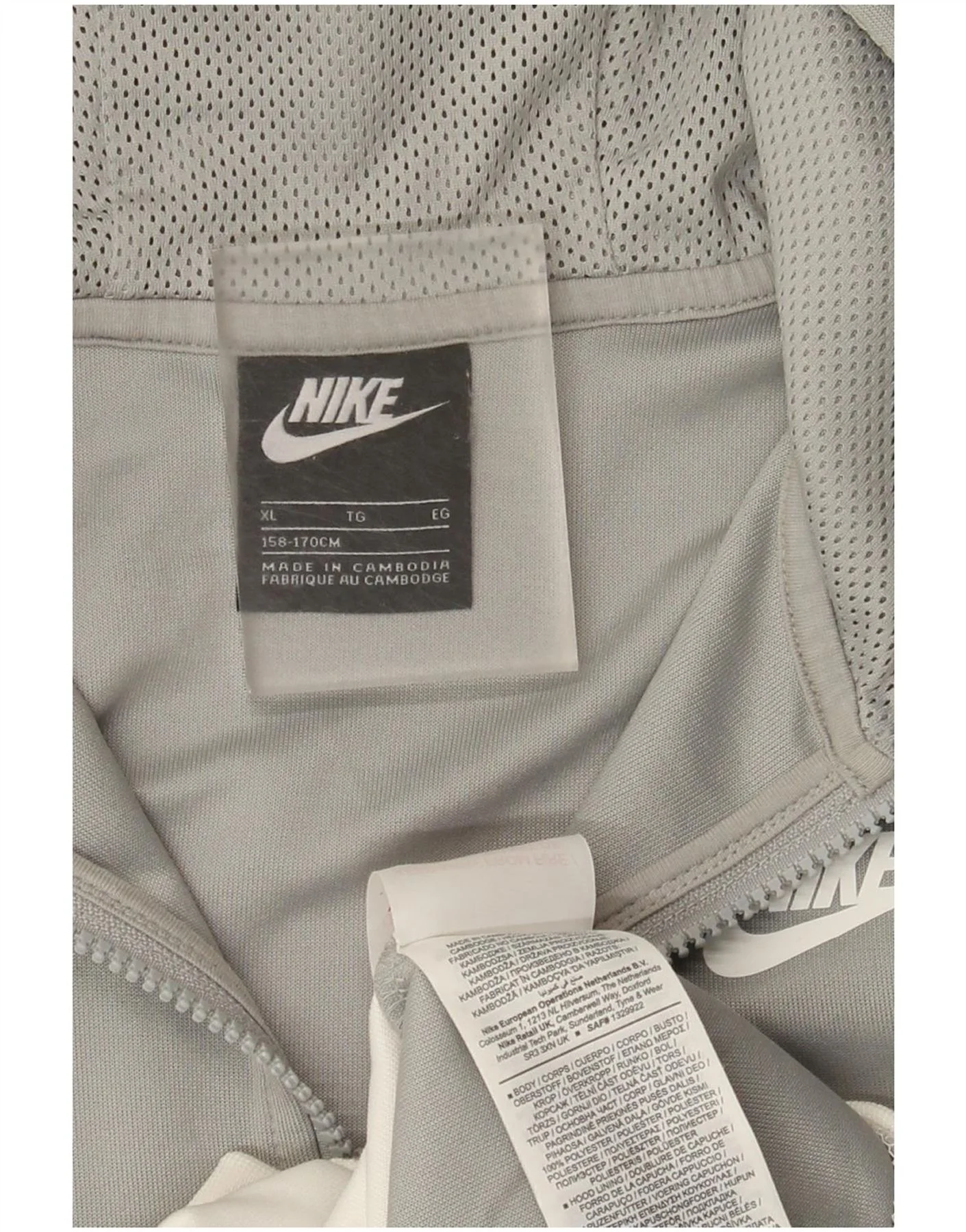 Nike Boys Zip Hoodie Sweater 13-14 Years XL Grey Colourblock Polyester - Image 4
