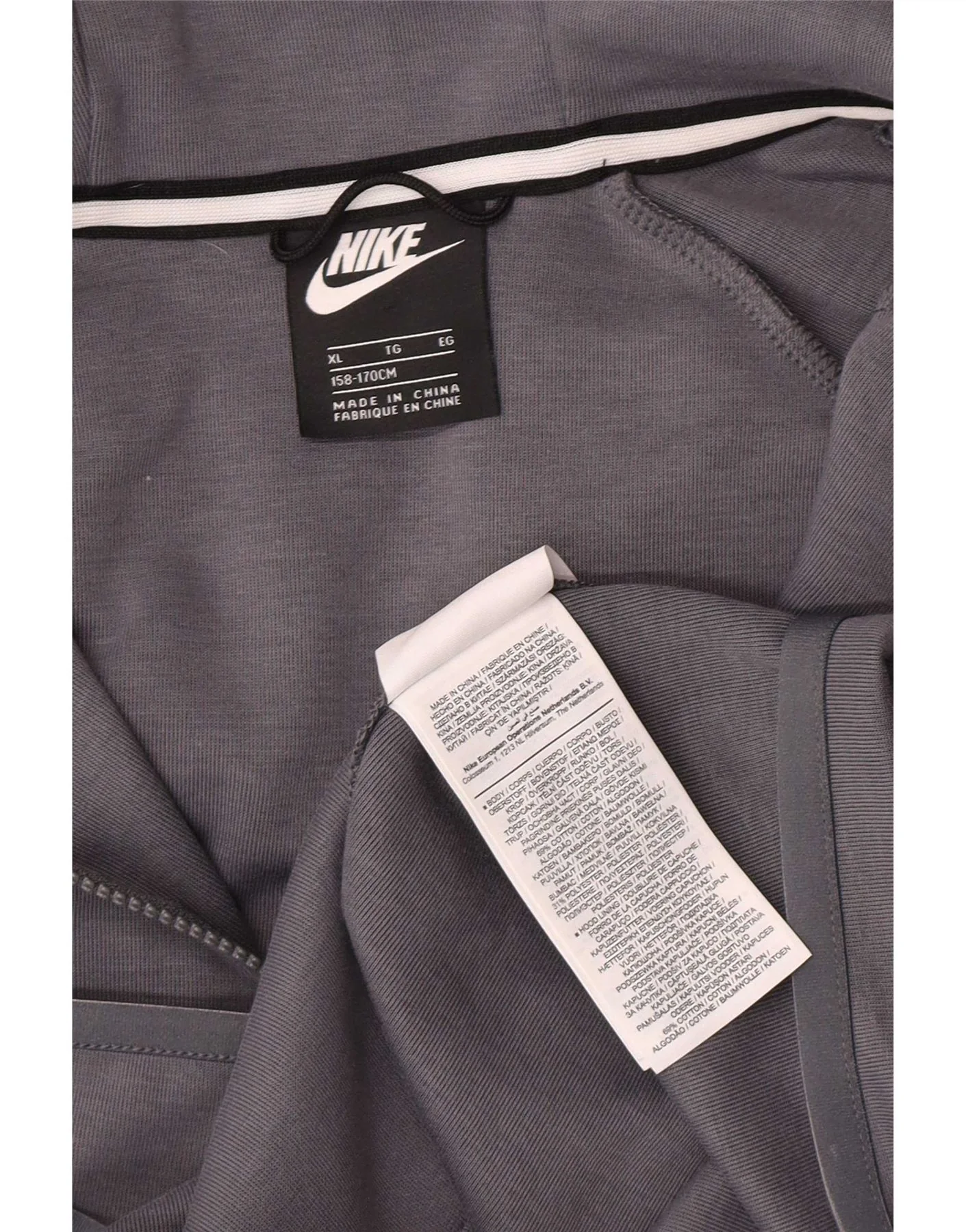 Nike Boys Zip Hoodie Sweater 13-14 Years XL Grey Cotton - Image 4