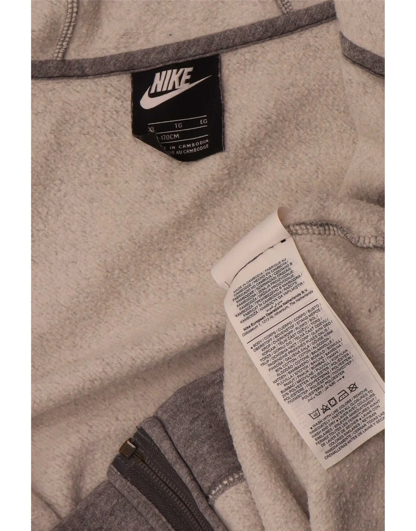 Nike Boys Zip Hoodie Sweater 13-14 Years XL Grey Cotton - Image 3