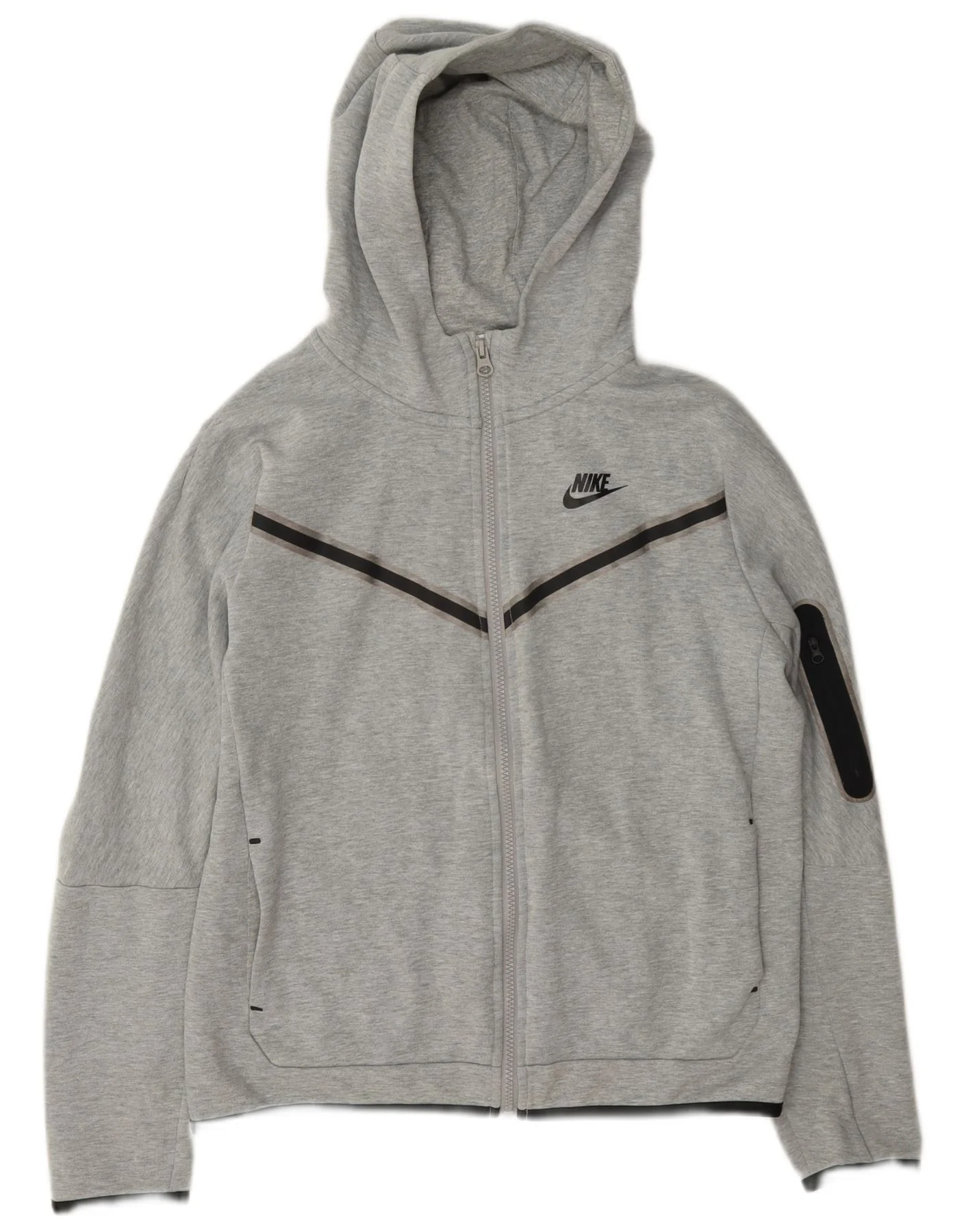 Nike Boys Zip Hoodie Sweater 13-14 Years XL Grey Flecked Cotton