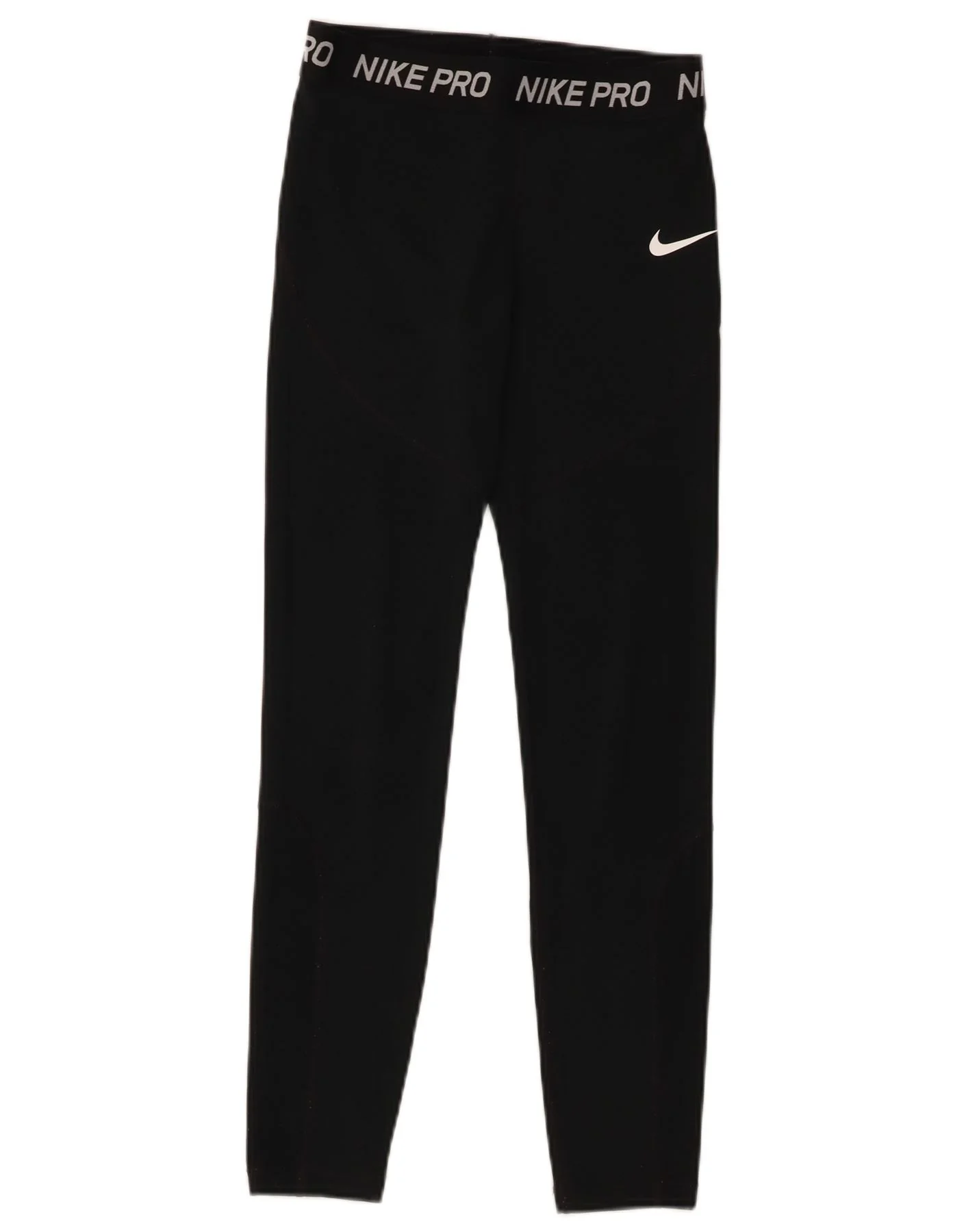 Nike Girls Dri Fit Graphic Leggings 12-13 Years Large Black Polyester