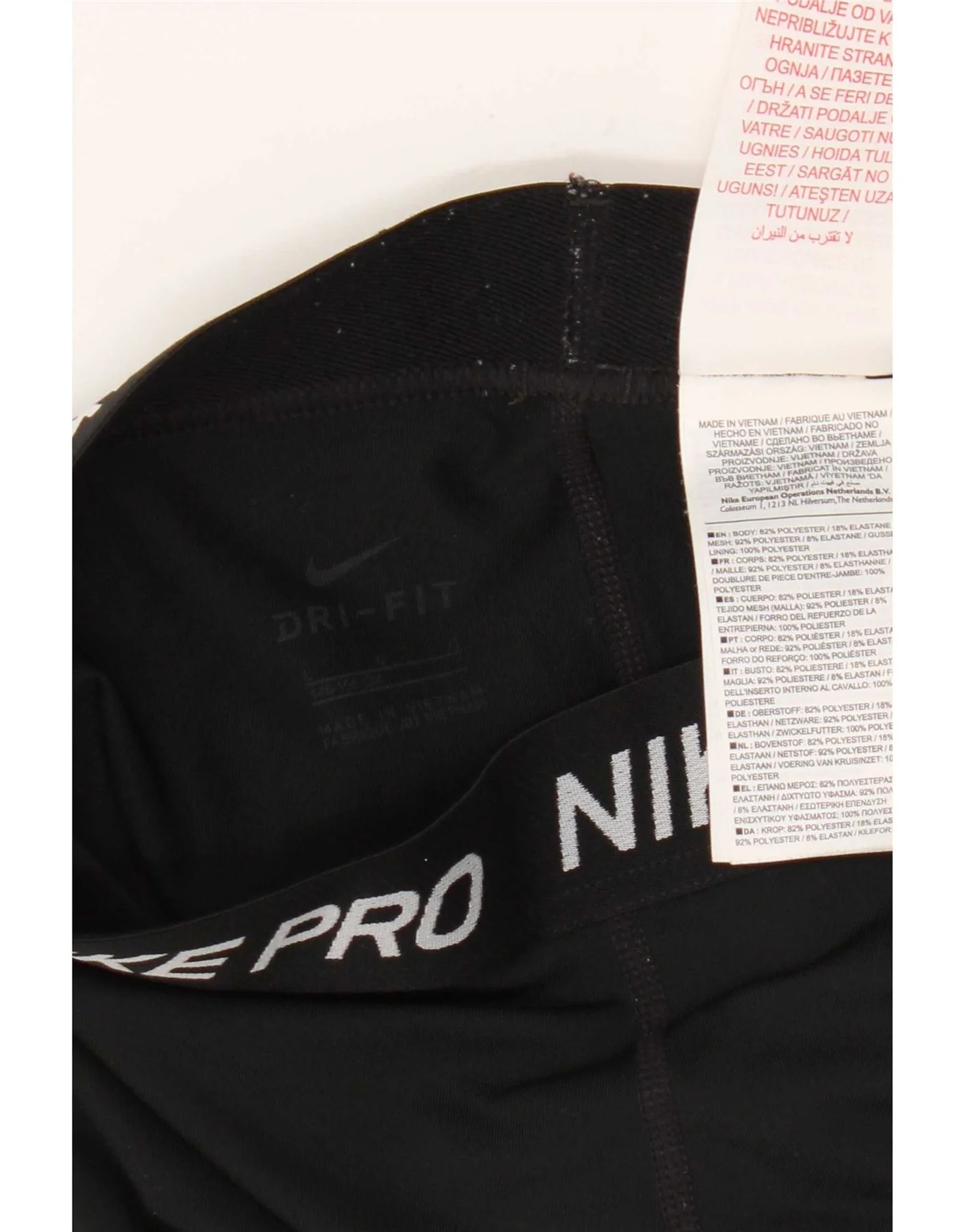 Nike Girls Dri Fit Graphic Leggings 12-13 Years Large Black Polyester - Image 3