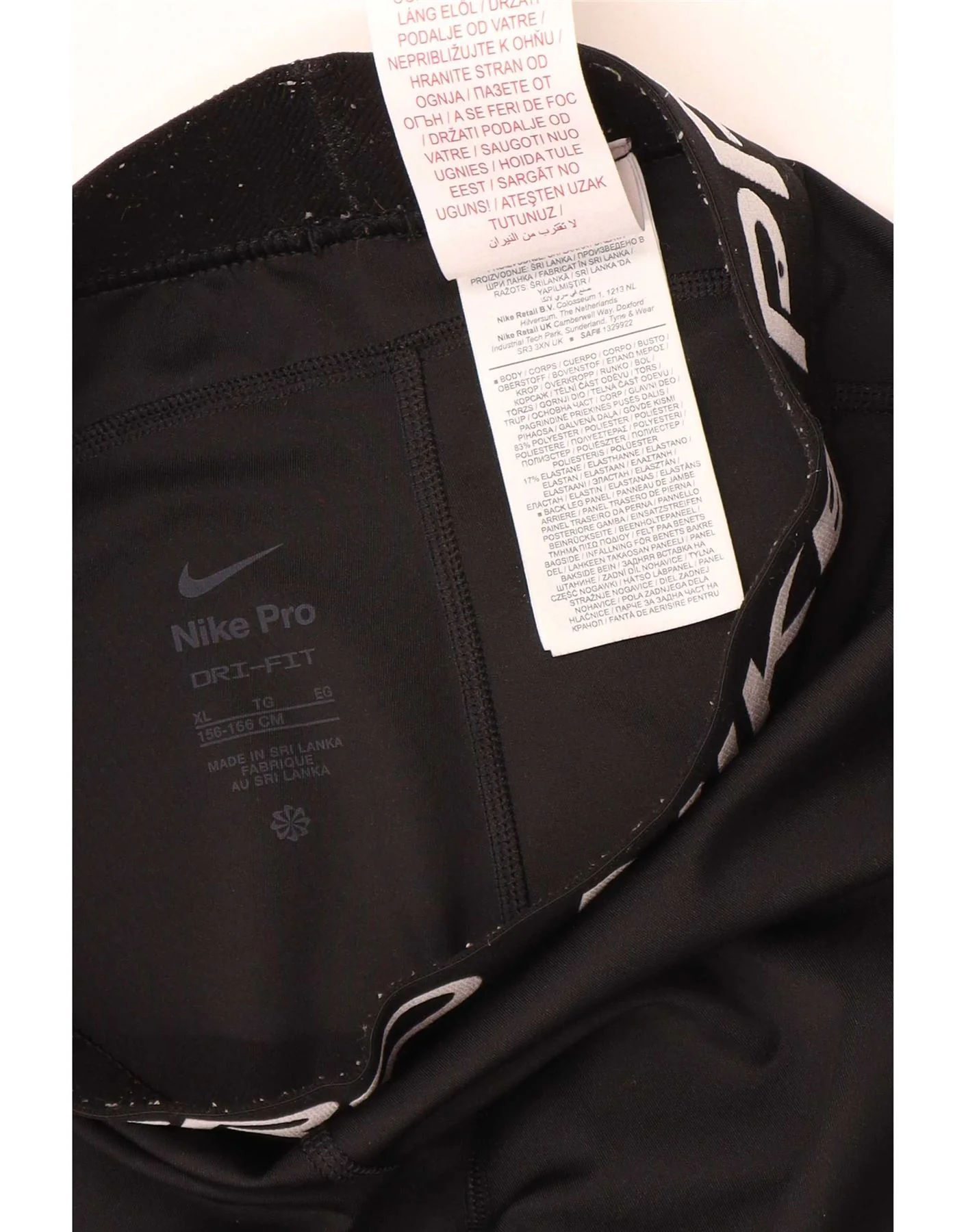 Nike Girls Dri Fit Graphic Leggings 13-14 Years XL Black Polyester - Image 3