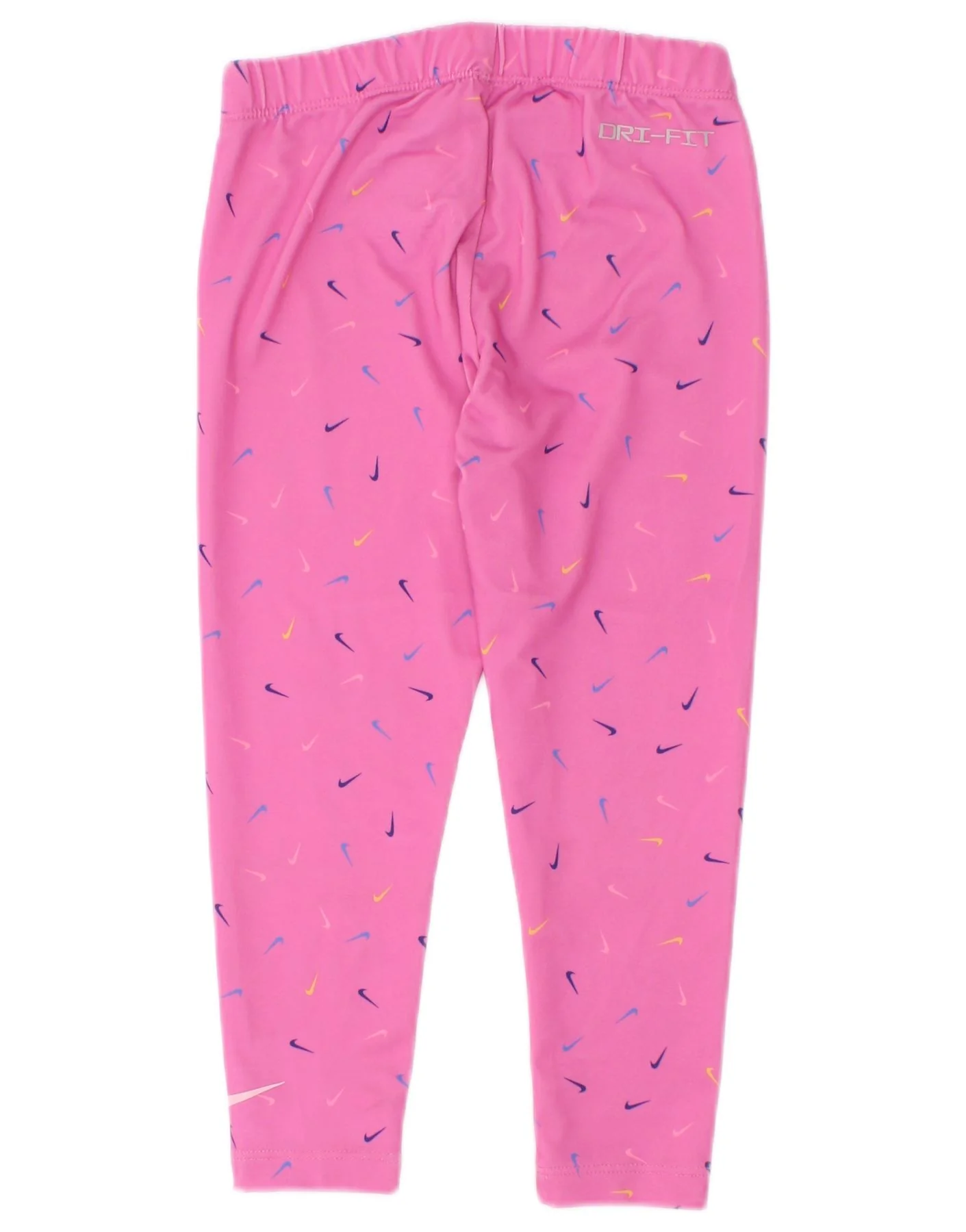 Nike Girls Dri Fit Graphic Leggings 3-4 Years XS Pink Polyester - Image 2