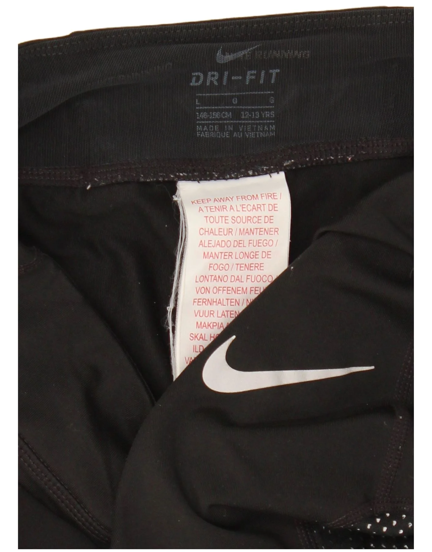 Nike Girls Dri Fit Leggings 12-13 Years Large Black Polyester - Image 4
