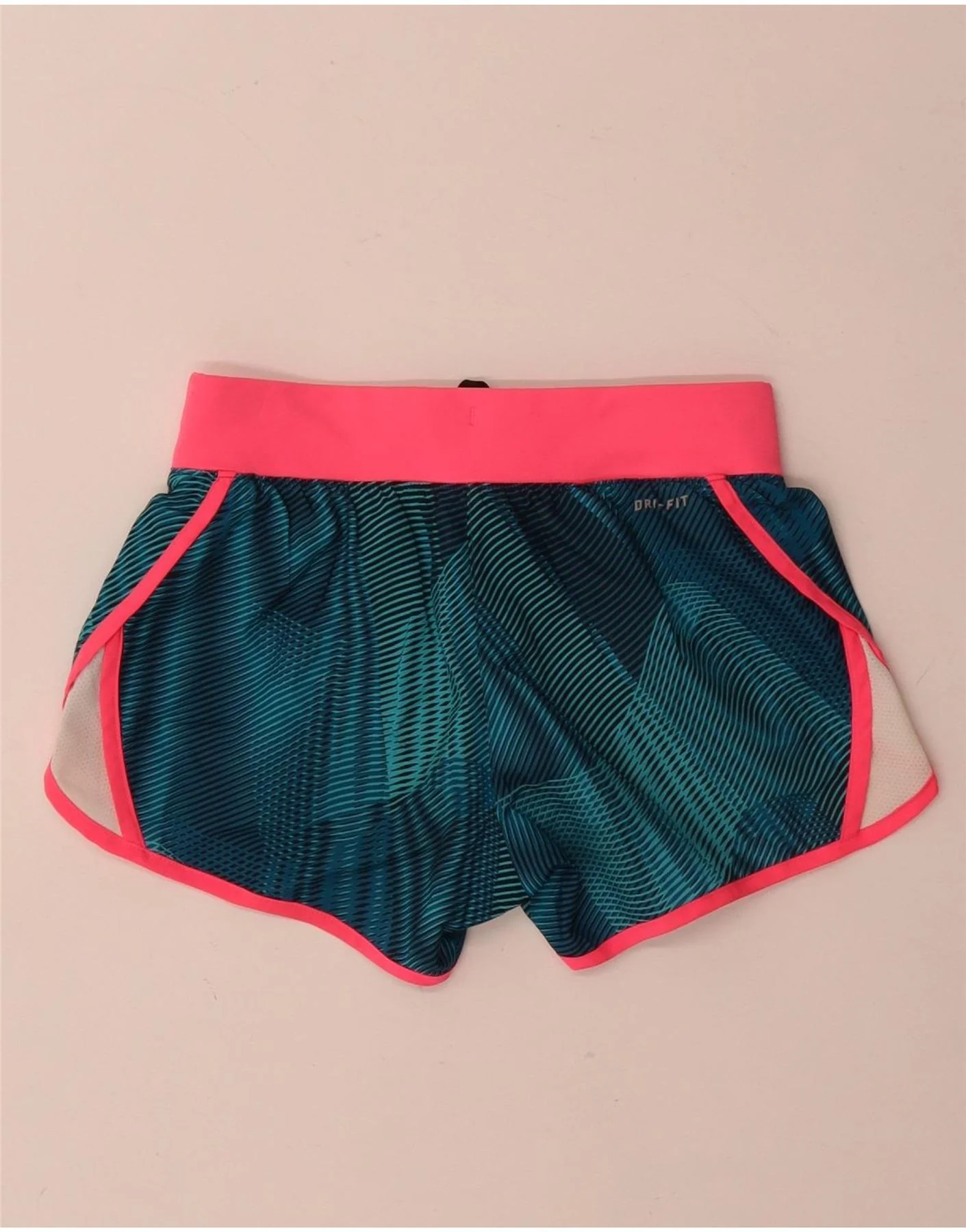 Nike Girls Dri Fit Sport Shorts 11-12 Years Medium Green Colourblock - Image 2