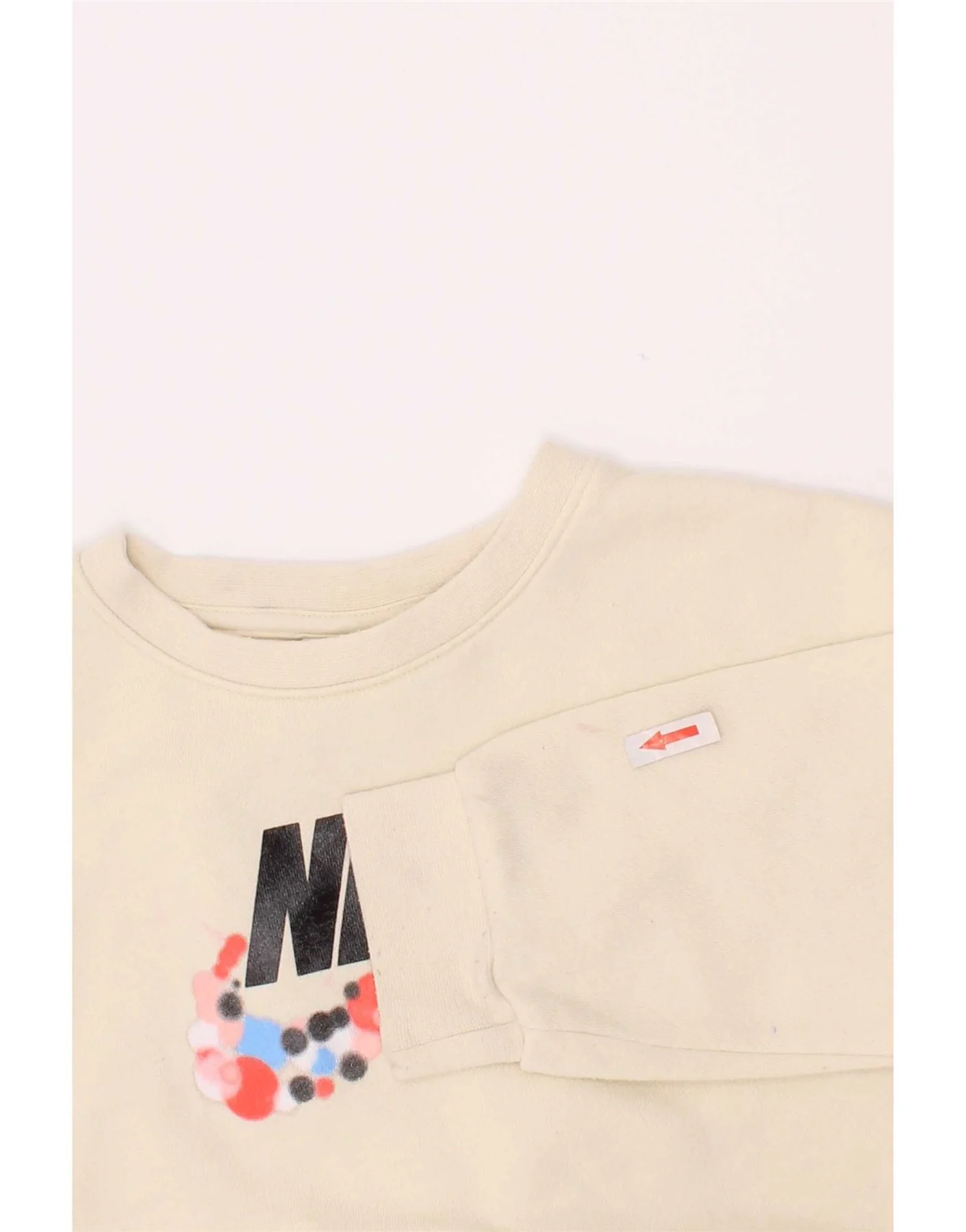 Nike Girls Graphic Sweatshirt Jumper 5-6 Years Medium Beige Cotton - Image 4