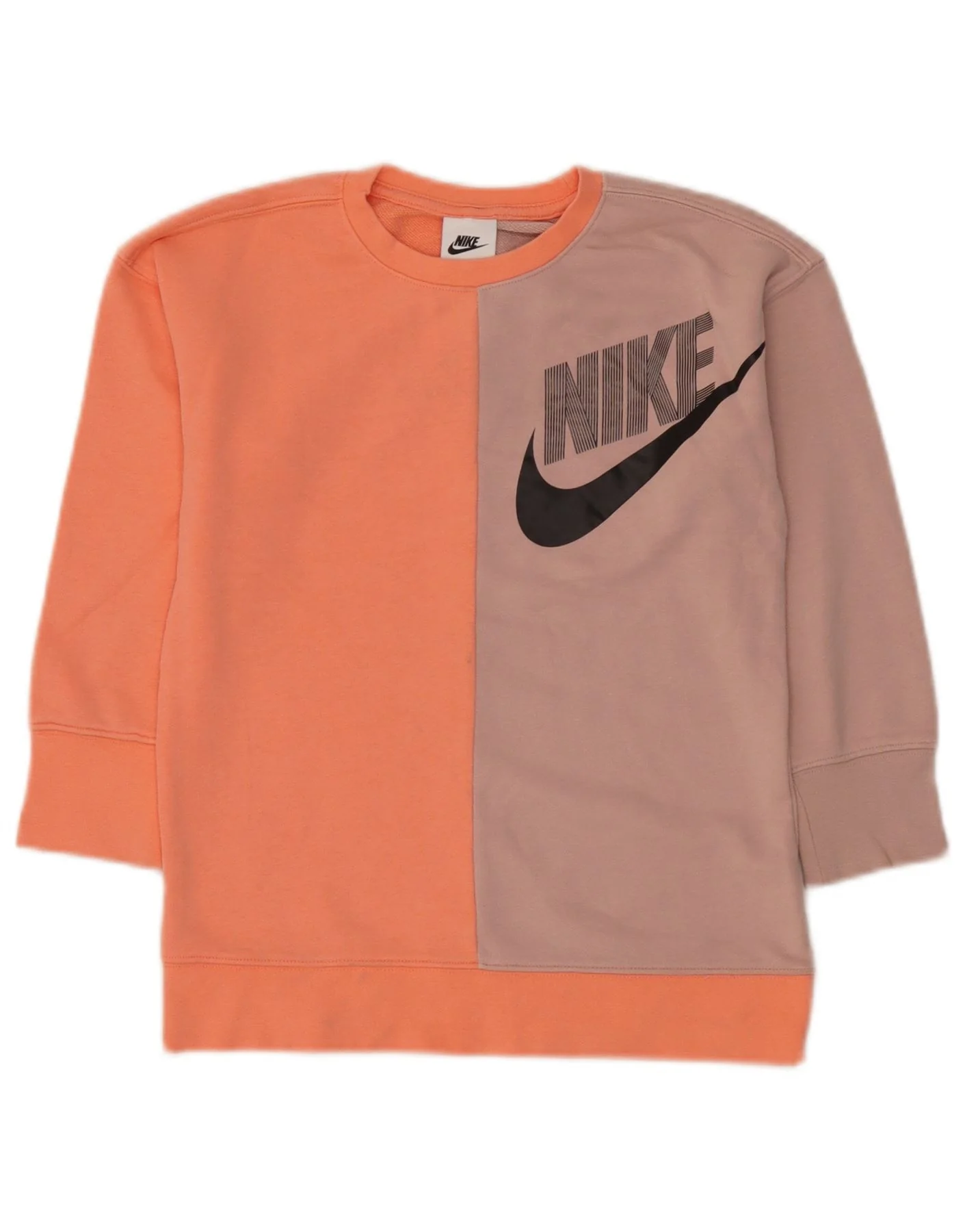 Nike Girls Graphic Sweatshirt Jumper 6-7 Years XS Pink Colourblock Cotton
