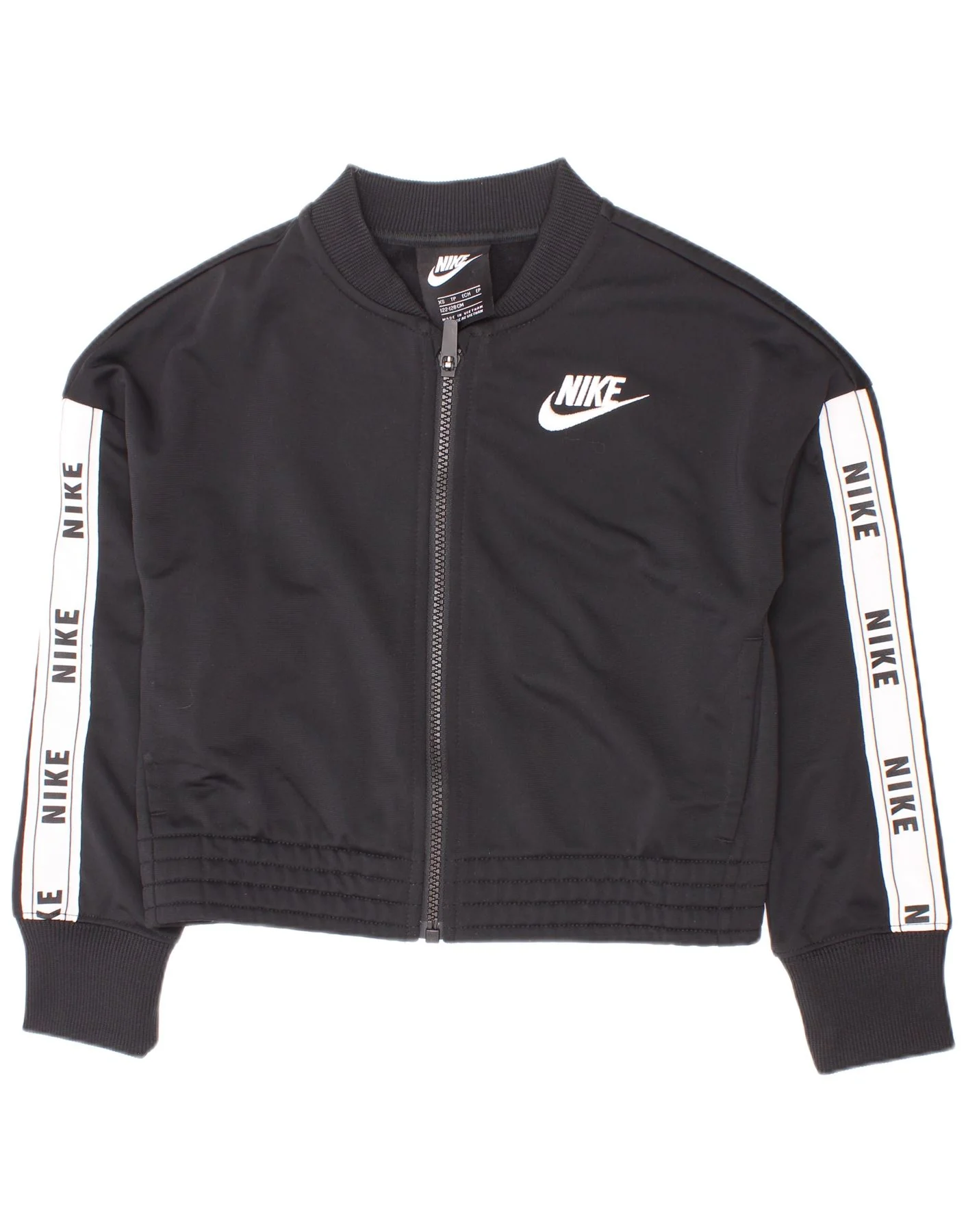 Nike Girls Graphic Tracksuit Top Jacket 6-7 Years XS Black Colourblock