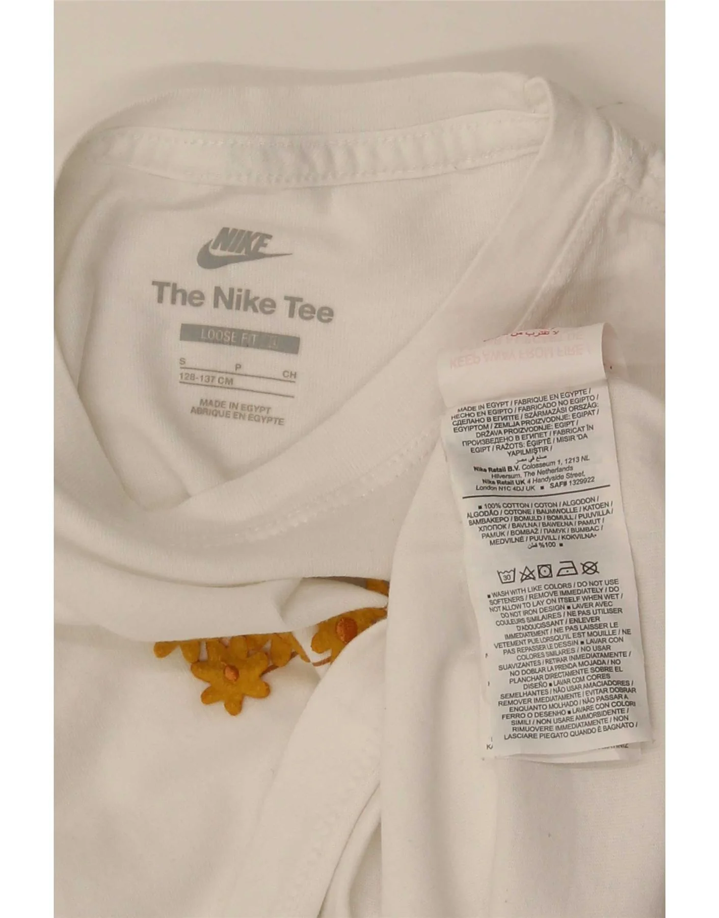 Nike Girls Loose Fit Graphic T-Shirt Top 8-9 Years Small White Cotton - Image 4