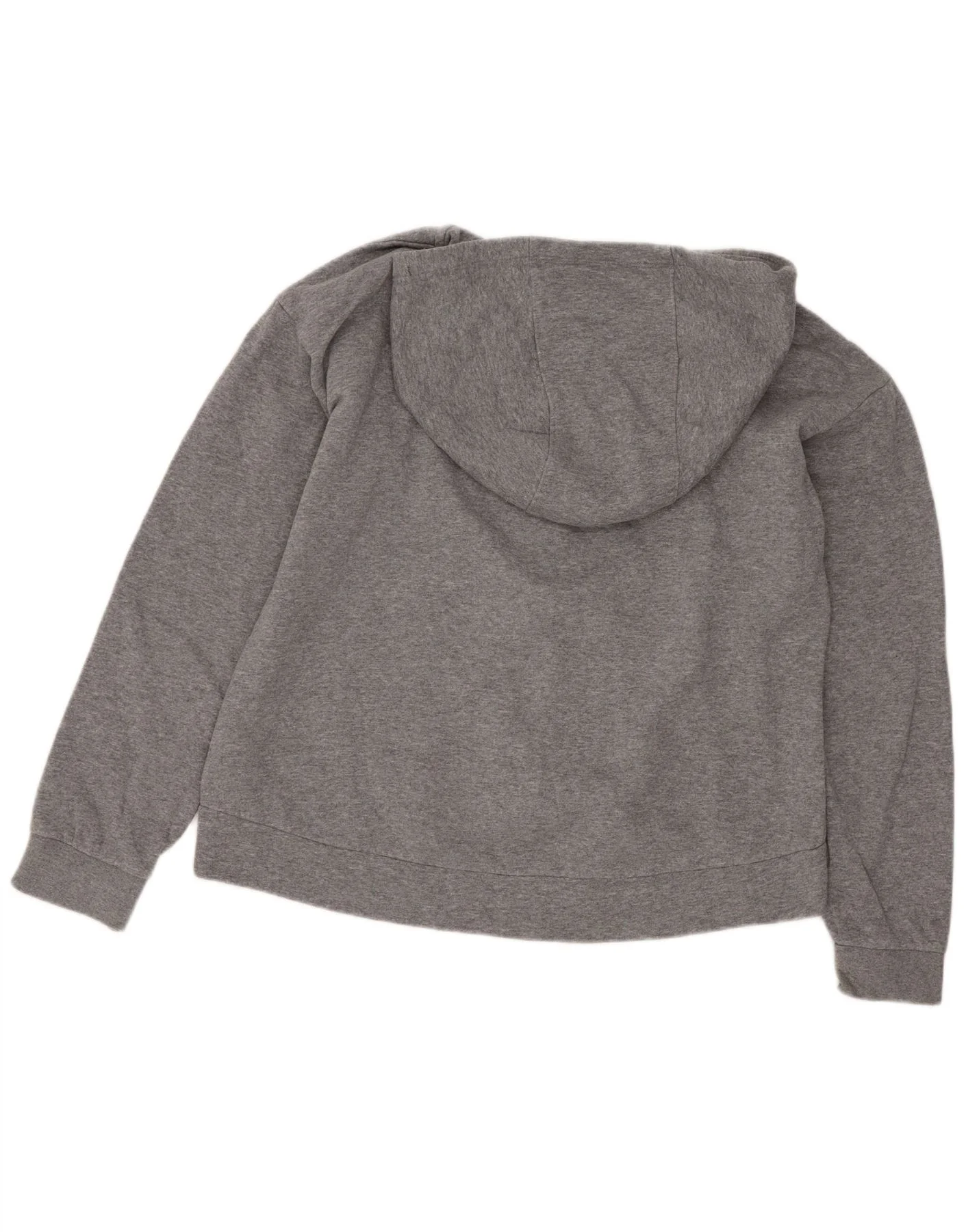 Nike Girls Standard Fit Zip Hoodie Sweater 13-14 Years XL Grey Cotton - Image 2