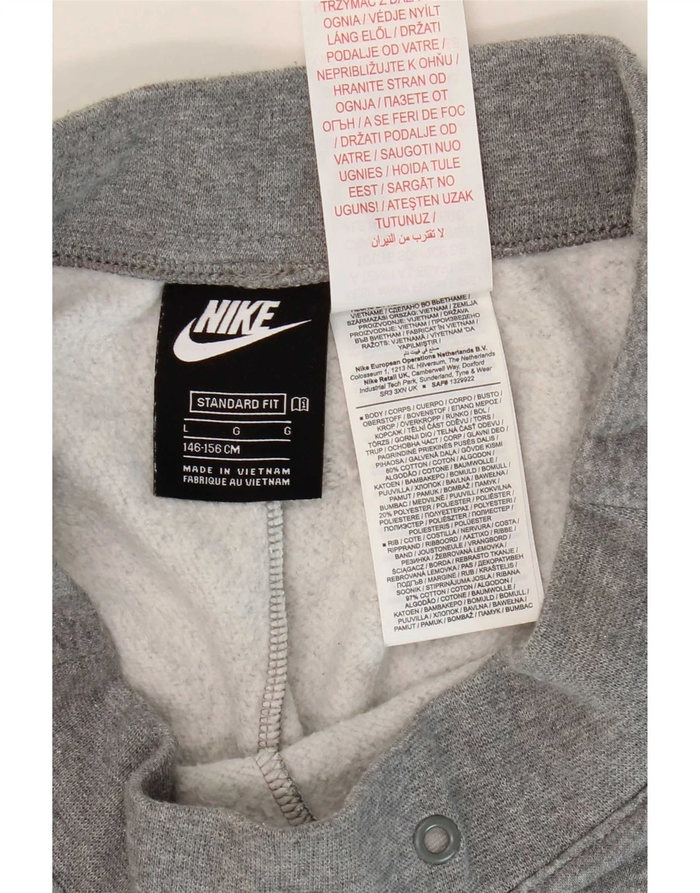 Nike Girls Tracksuit Trousers Joggers 12-13 Years Large Grey Flecked Cotton - Image 4
