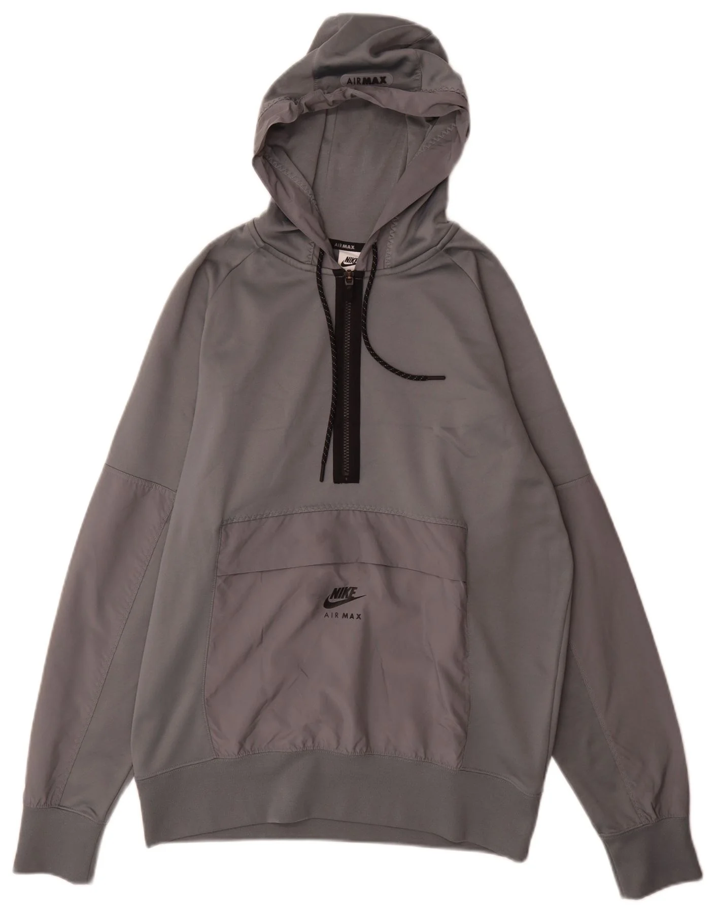 Nike Mens Air Max Zip Neck Hoodie Jumper Medium Grey Polyester Sports