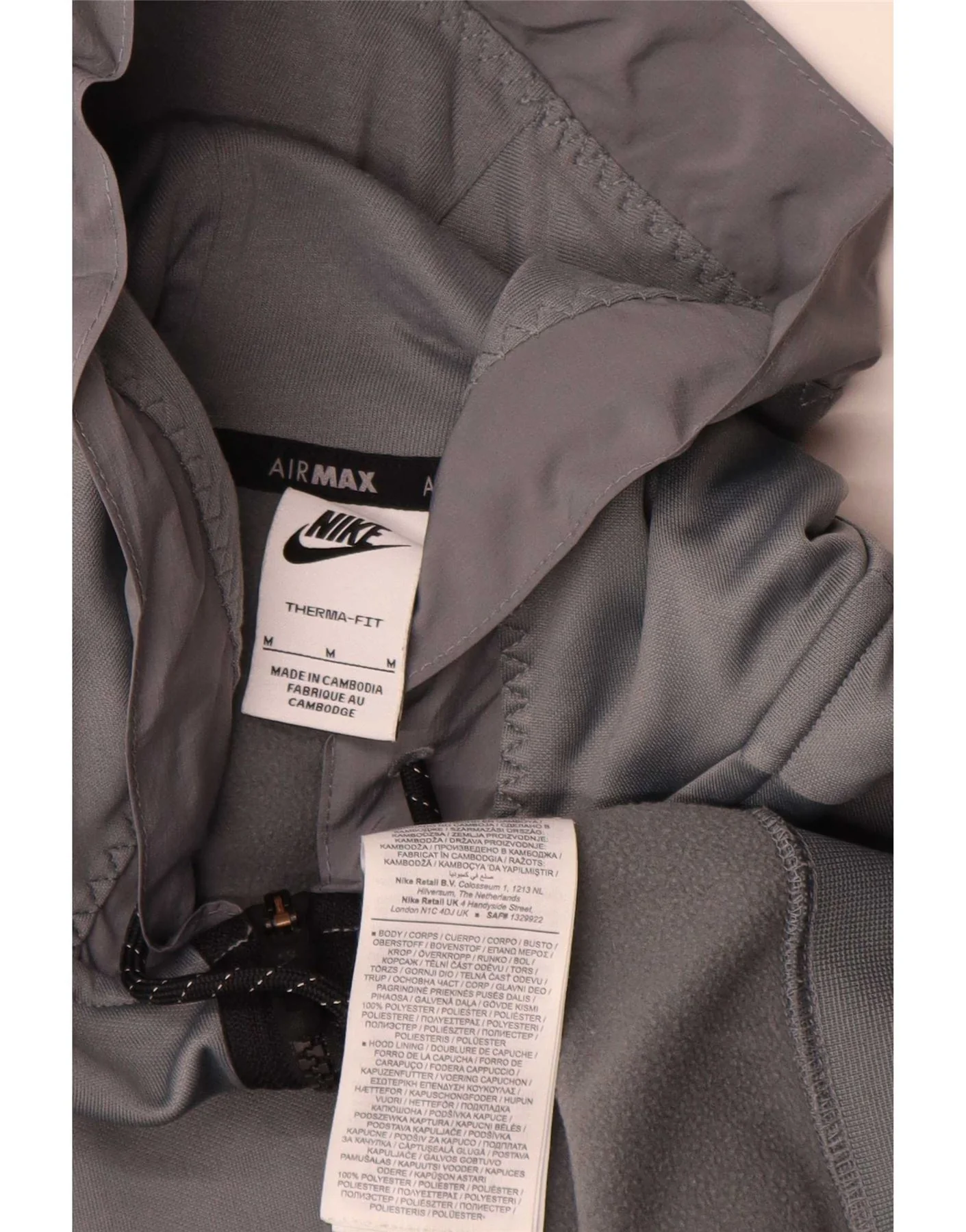 Nike Mens Air Max Zip Neck Hoodie Jumper Medium Grey Polyester Sports - Image 4