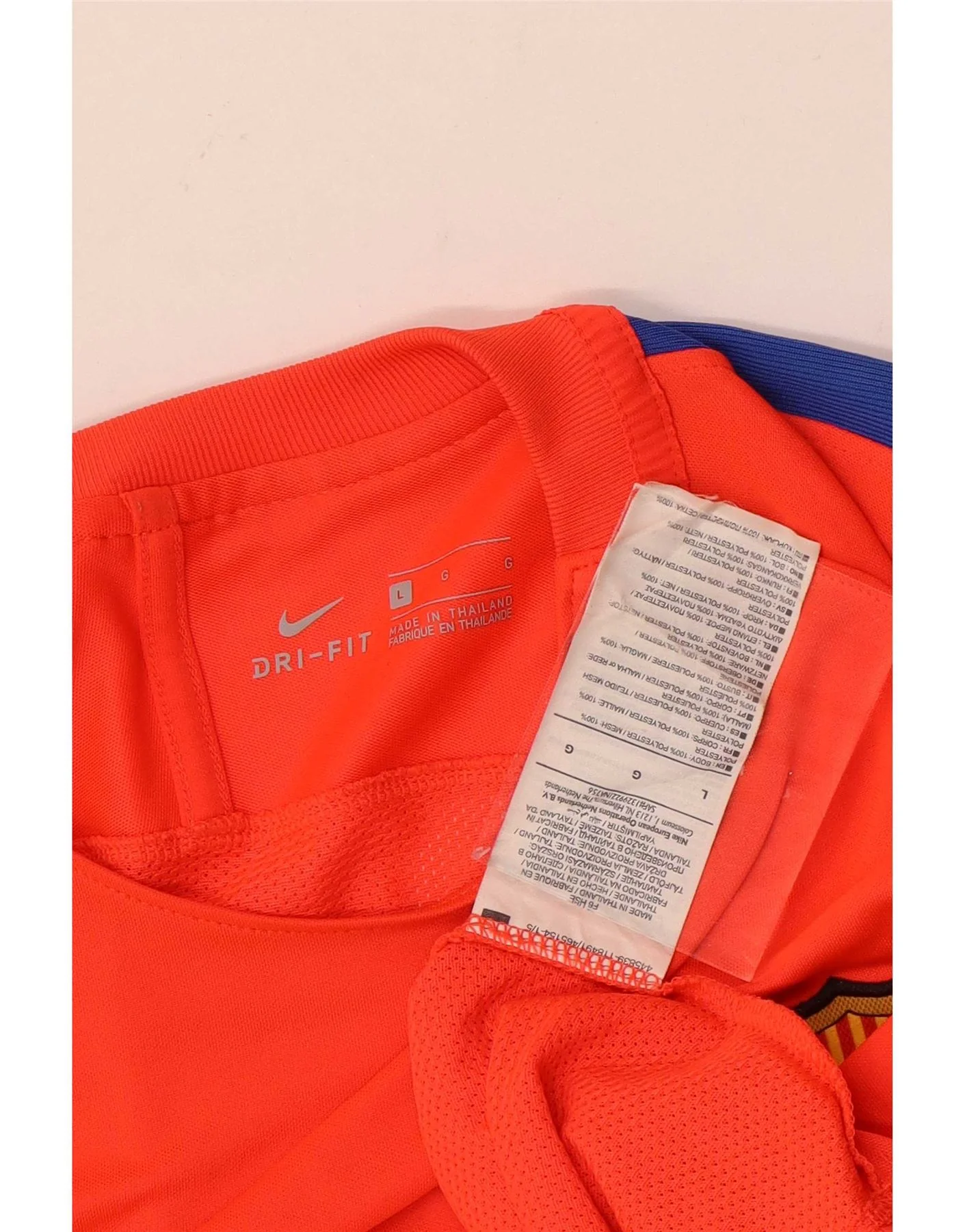 Nike Mens Barcelona Graphic T-Shirt Top Large Orange Colourblock Polyester - Image 4