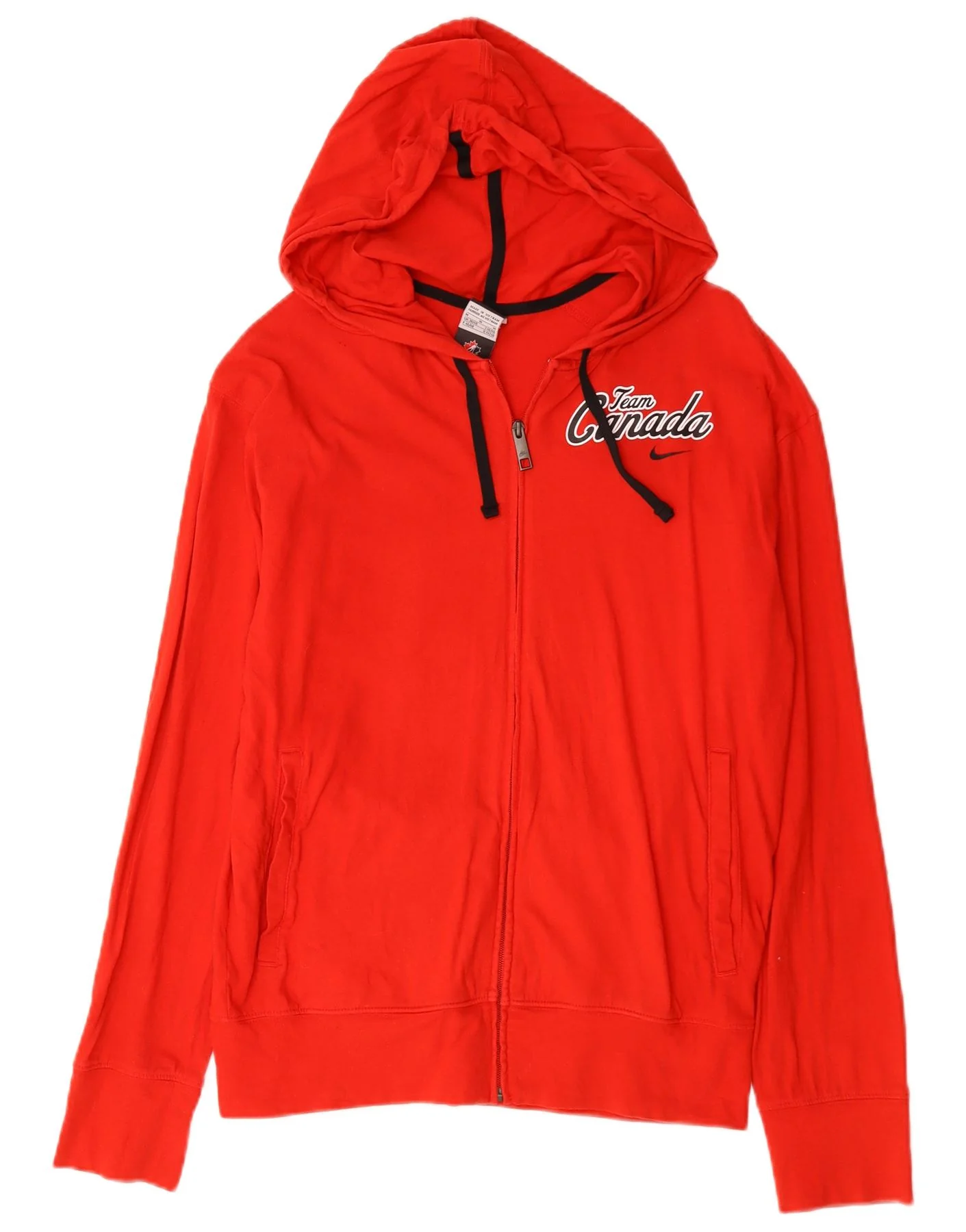 Nike Mens Canada Graphic Zip Hoodie Sweater Medium Red Cotton