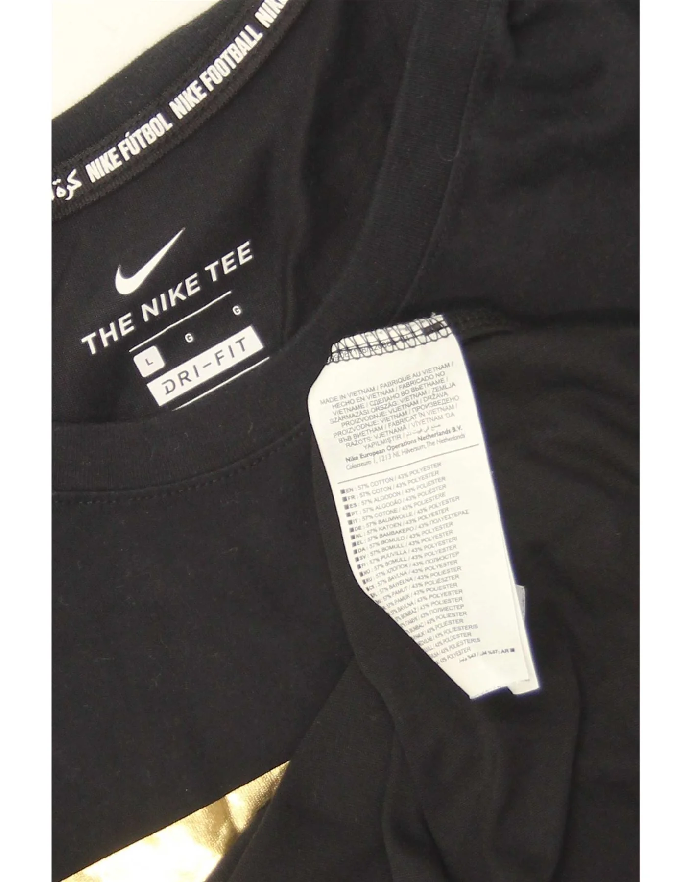 Nike Mens Dri Fit Graphic T-Shirt Top Large Black Cotton - Image 3