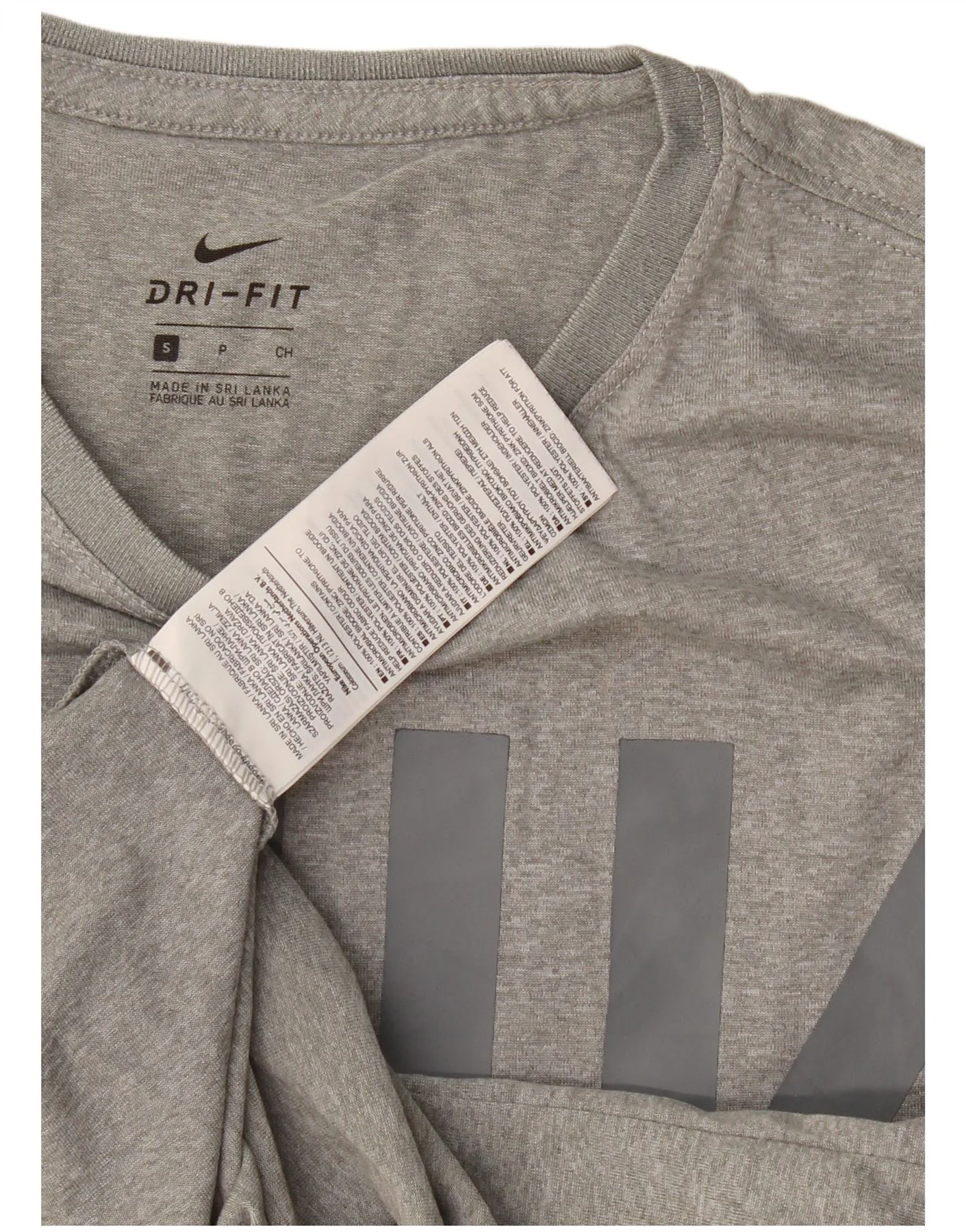 Nike Mens Dri Fit Graphic T-Shirt Top Small Grey Polyester - Image 3