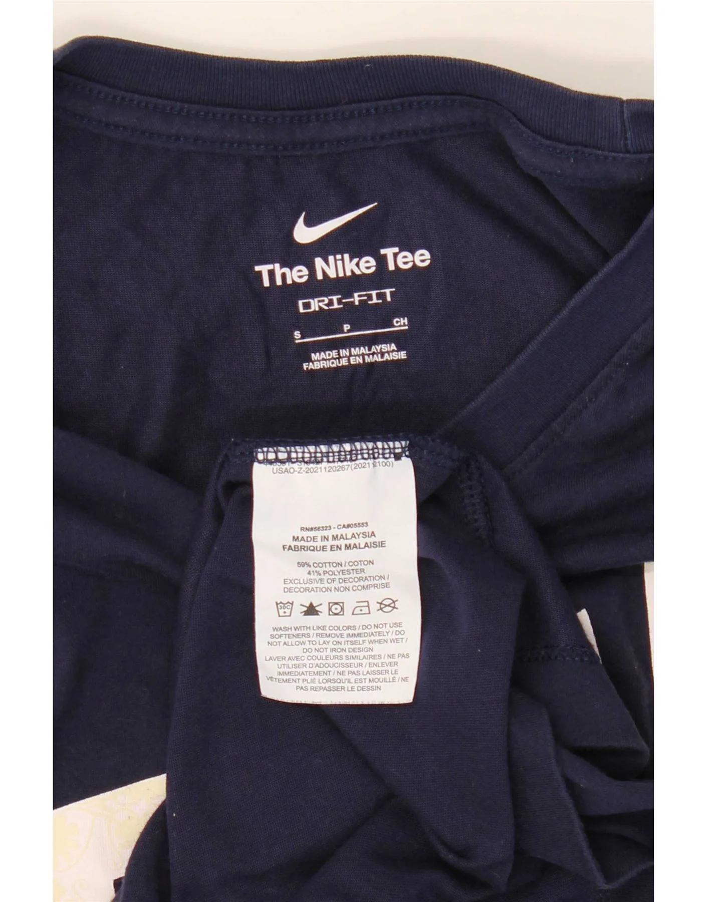 Nike Mens Dri Fit Graphic T-Shirt Top Small Navy Blue Cotton - Image 3