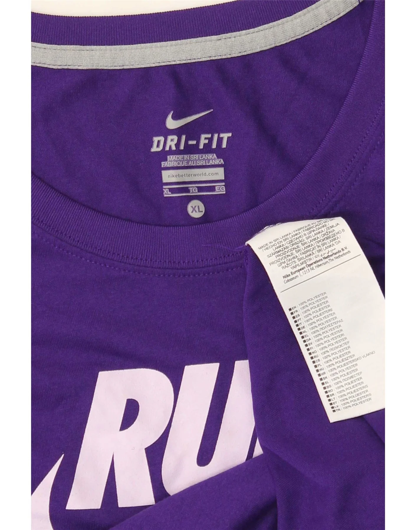 Nike Mens Dri Fit Graphic T-Shirt Top XL Purple Polyester - Image 3