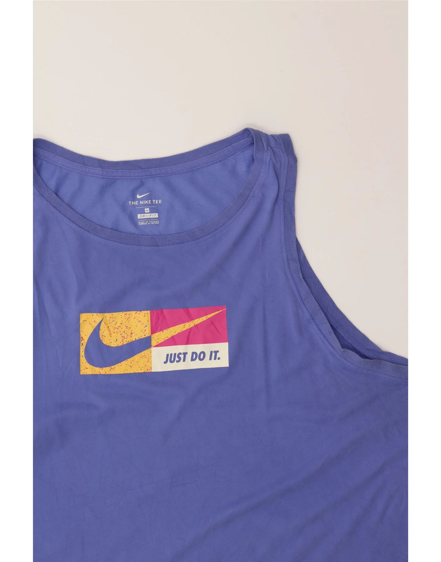 NIKE Mens Dri Fit Graphic Vest Top 2XL Purple Cotton - Image 3
