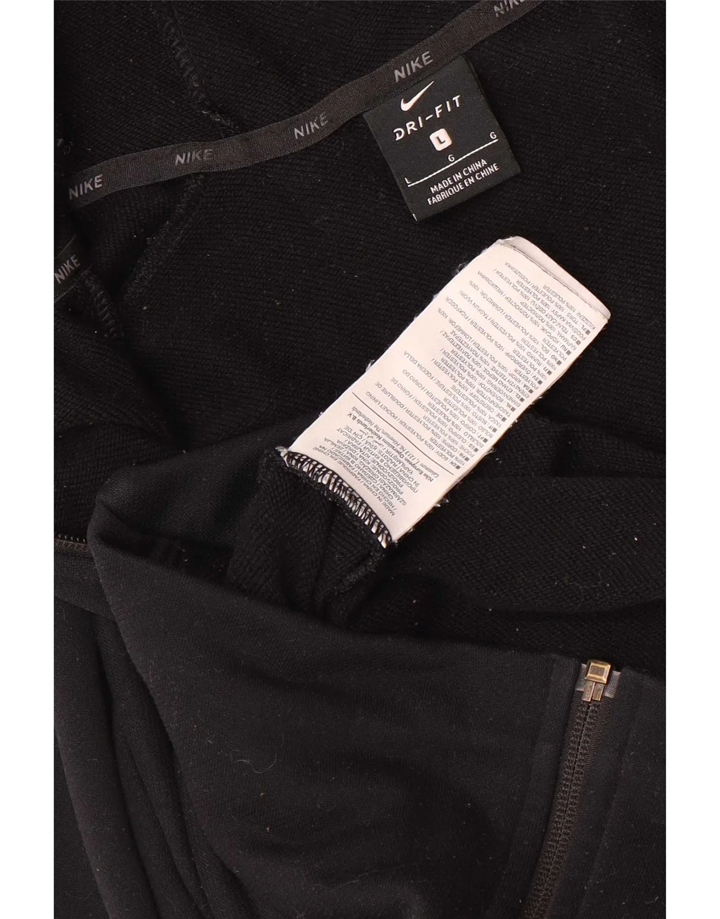 Nike Mens Dri Fit Graphic Zip Hoodie Sweater Large Black Polyester - Image 4