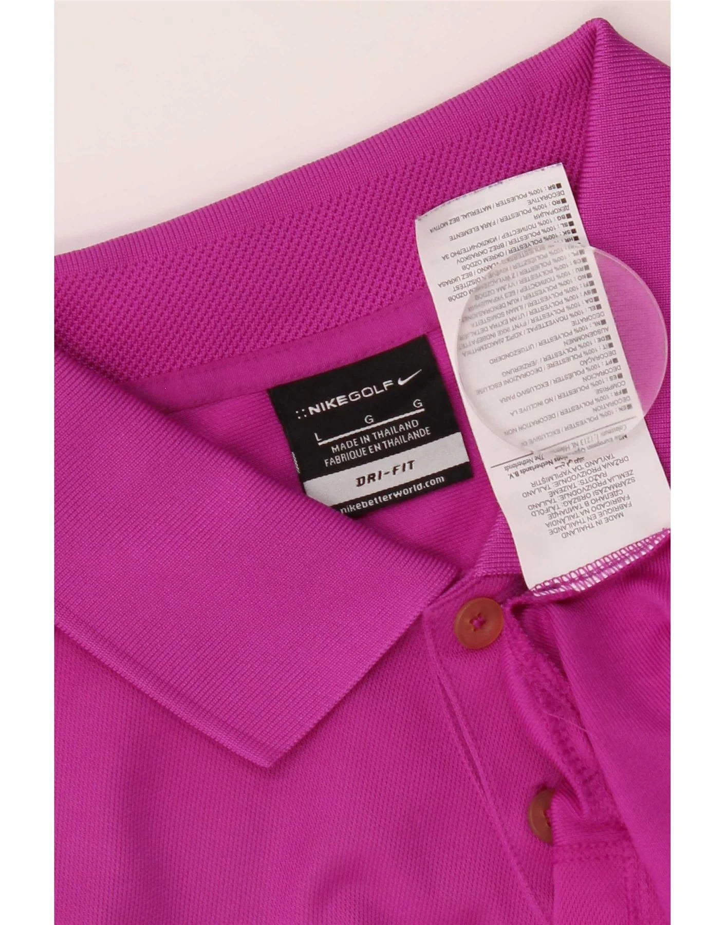 Nike Mens Dri Fit Polo Shirt Large Pink Polyester - Image 3
