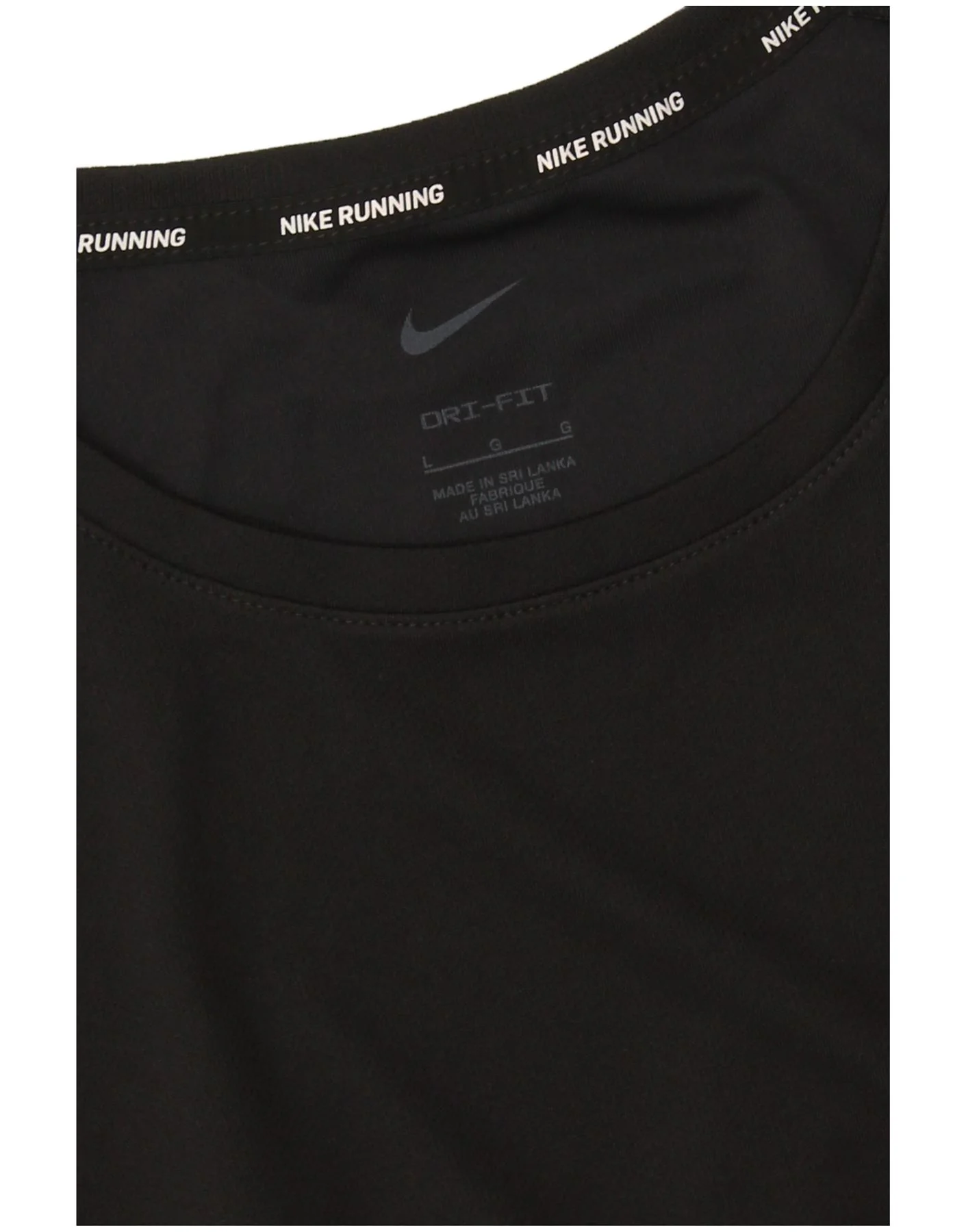 Nike Mens Dri Fit Running T-Shirt Top Large Black - Image 3