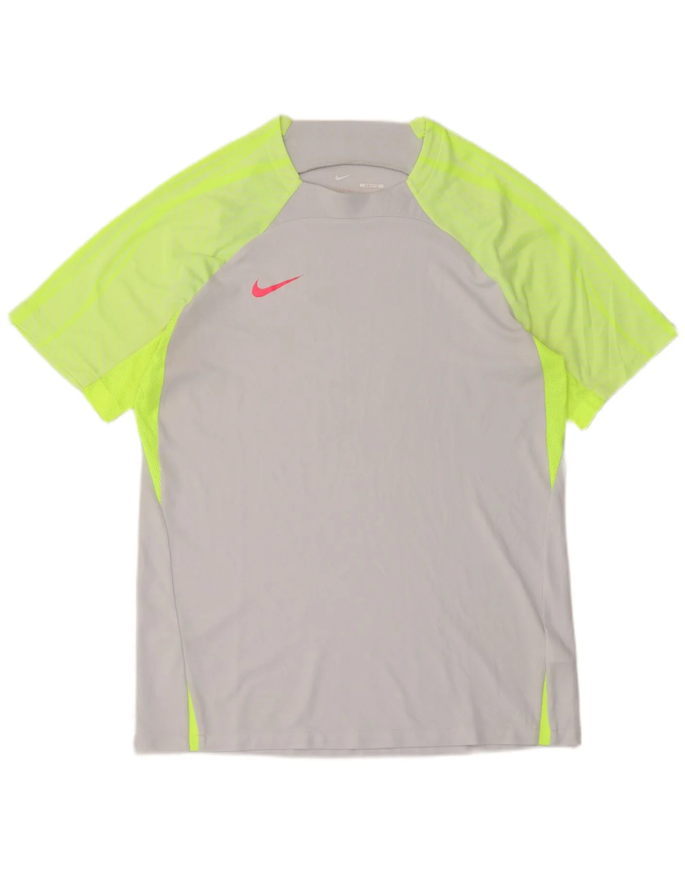 Nike Mens Dri Fit Slim T-Shirt Top Large Grey Colourblock Polyester
